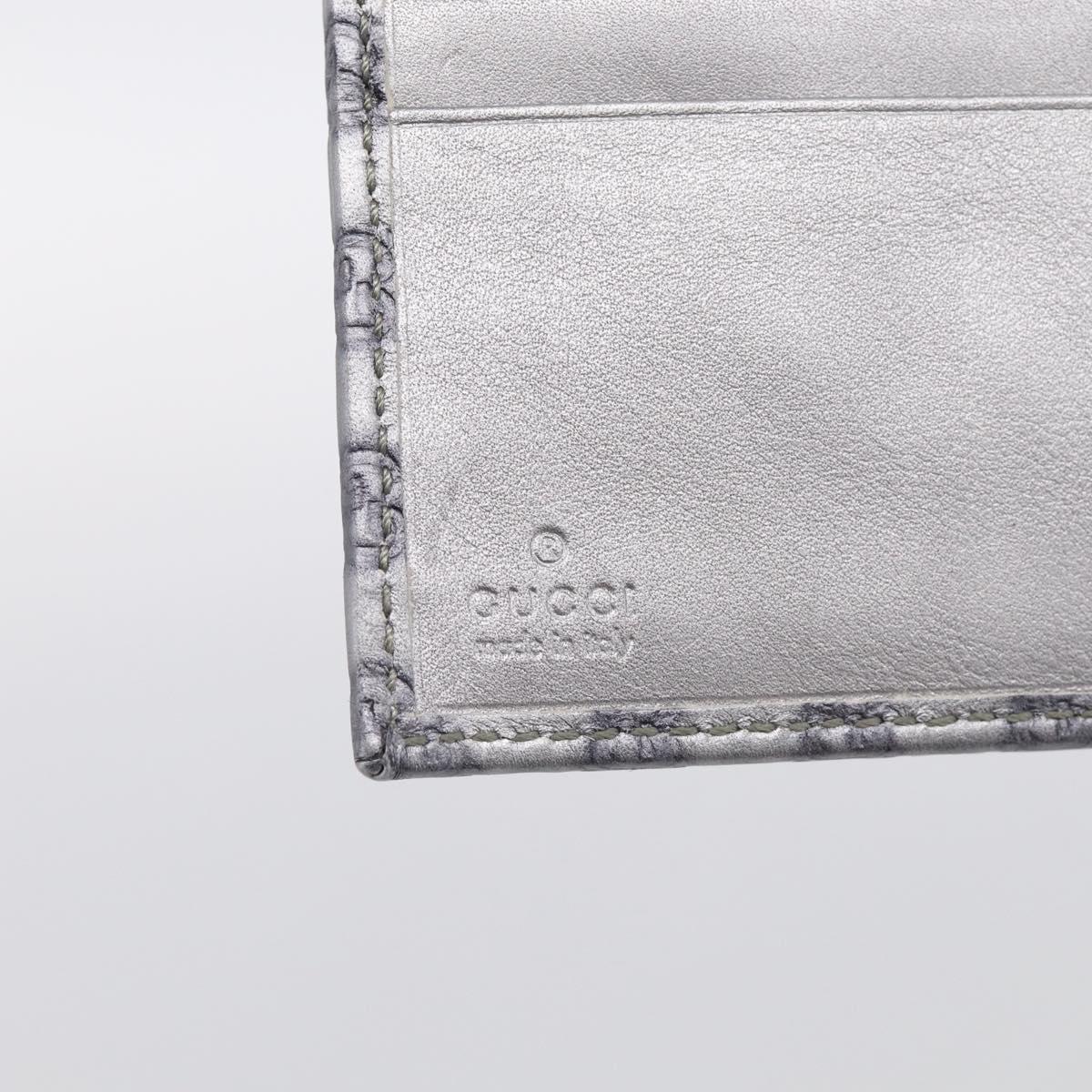 GUCCI GG Canvas Guccissima Wallet Leather Silver Beige 203549 Auth SK266