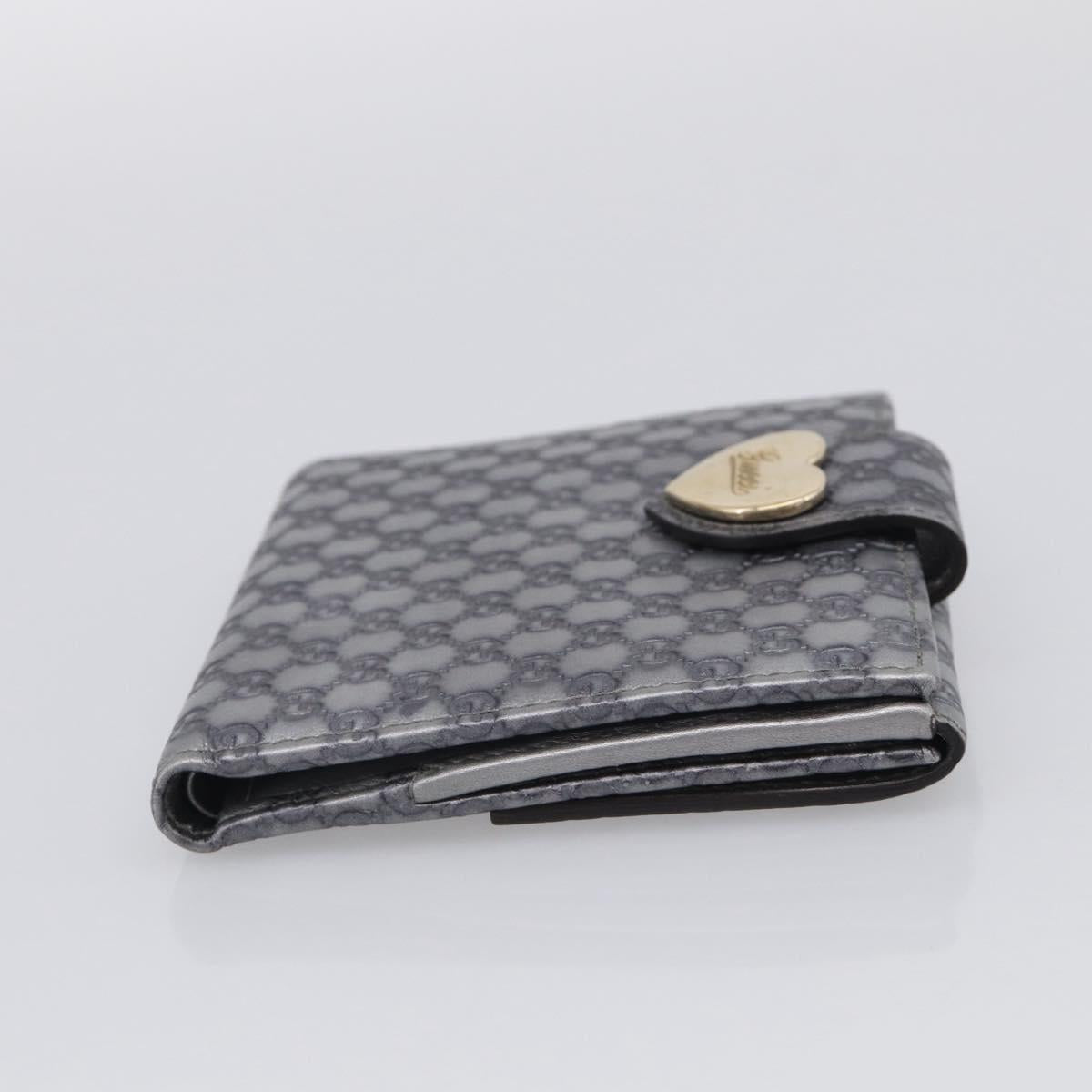 GUCCI GG Canvas Guccissima Wallet Leather Silver Beige 203549 Auth SK266