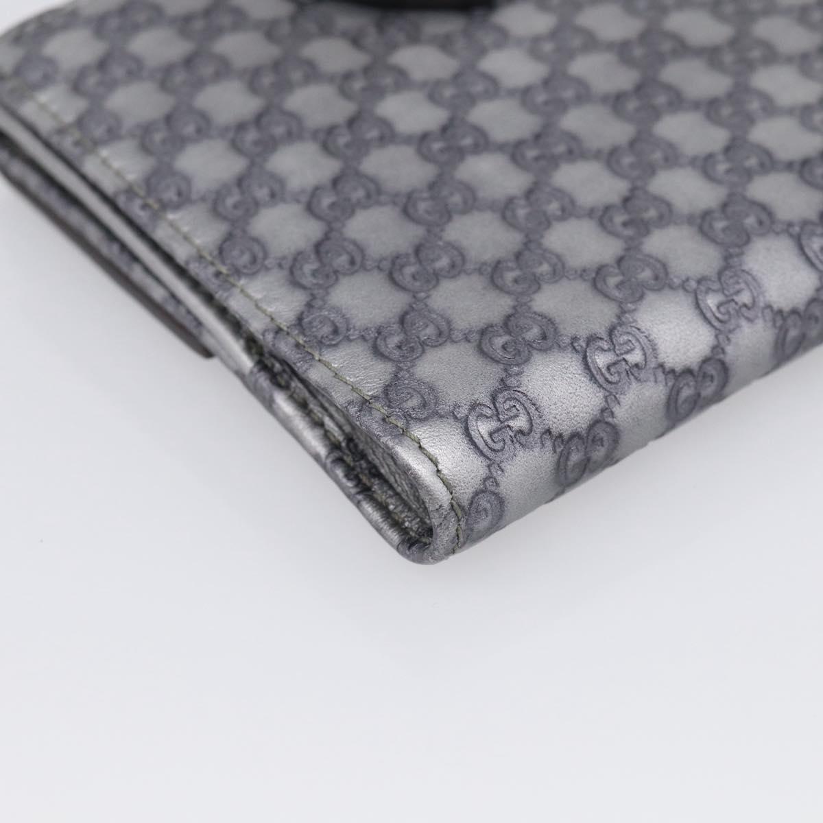 GUCCI GG Canvas Guccissima Wallet Leather Silver Beige 203549 Auth SK266