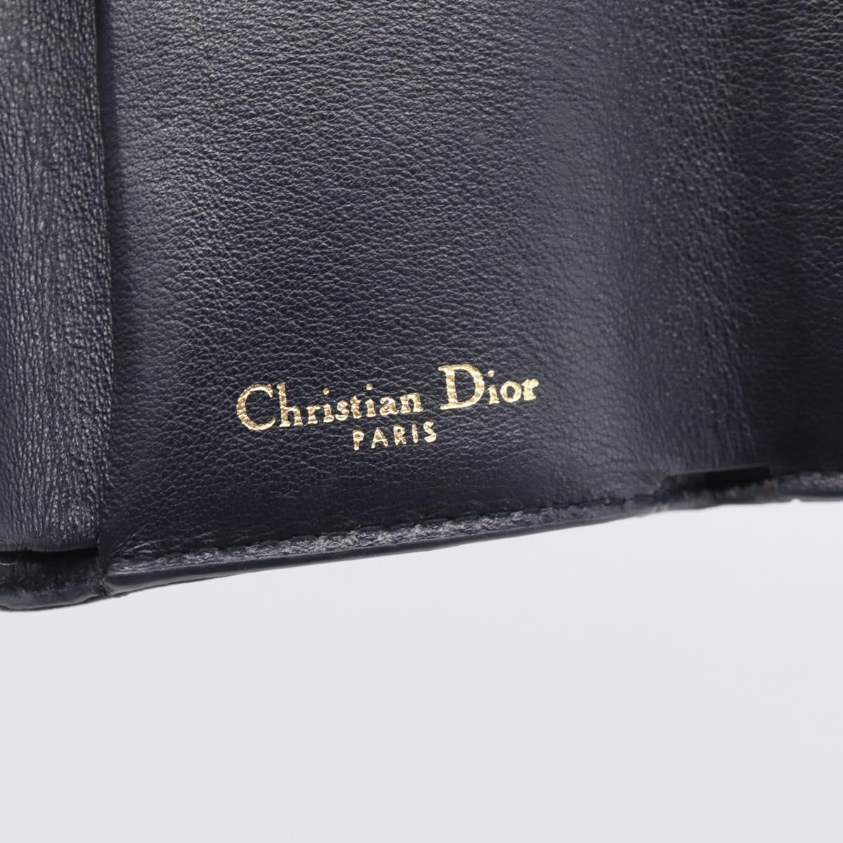 Christian Dior Trotter Canvas Trifold Wallet Navy Gold Auth SK269