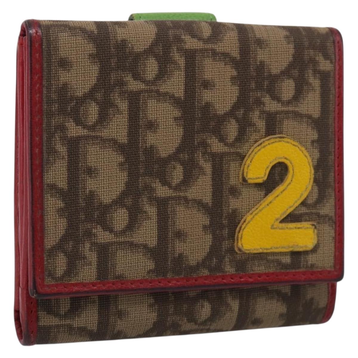 Christian Dior Trotter Canvas Bifold Wallet PVC Brown Auth SK270