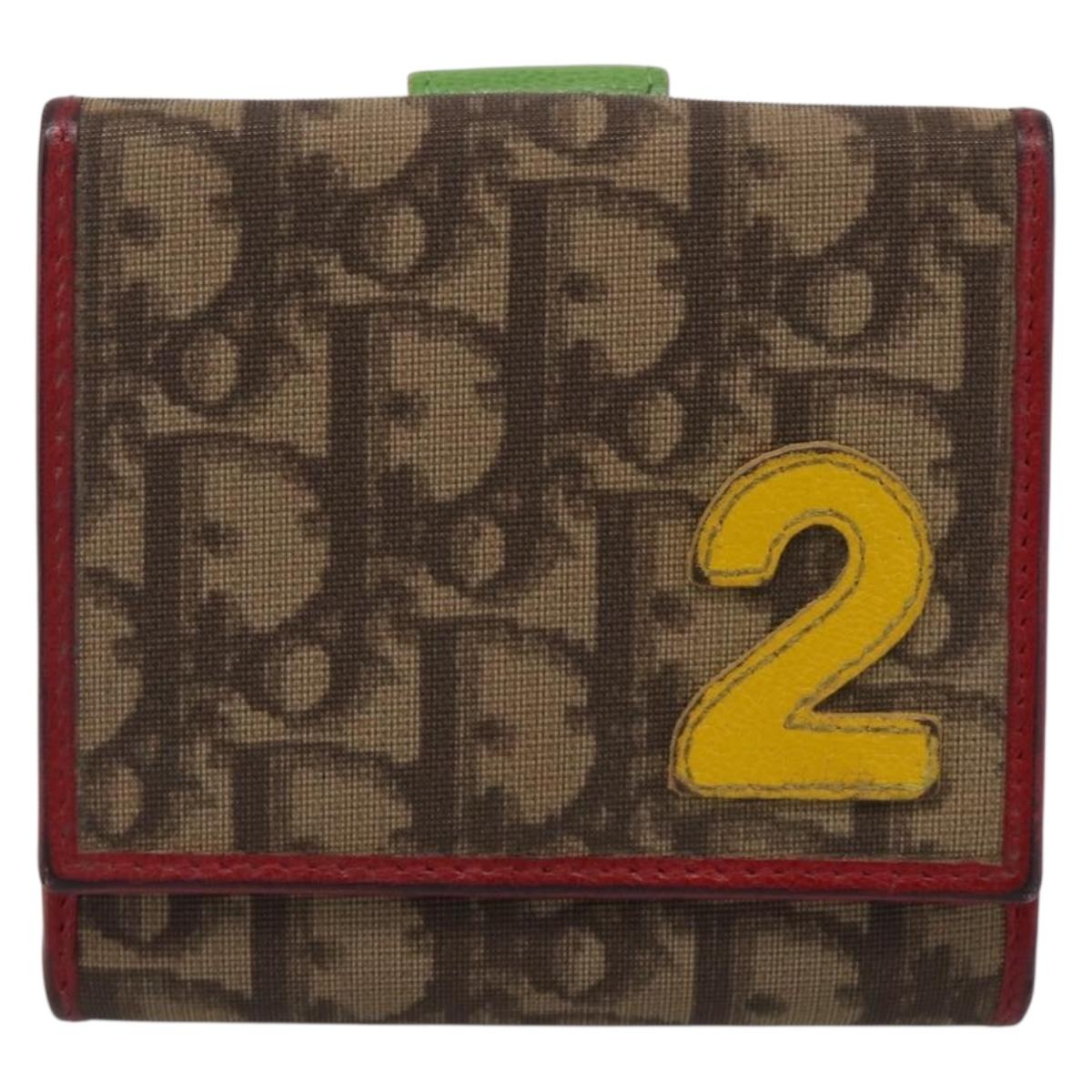 Christian Dior Trotter Canvas Bifold Wallet PVC Brown Auth SK270
