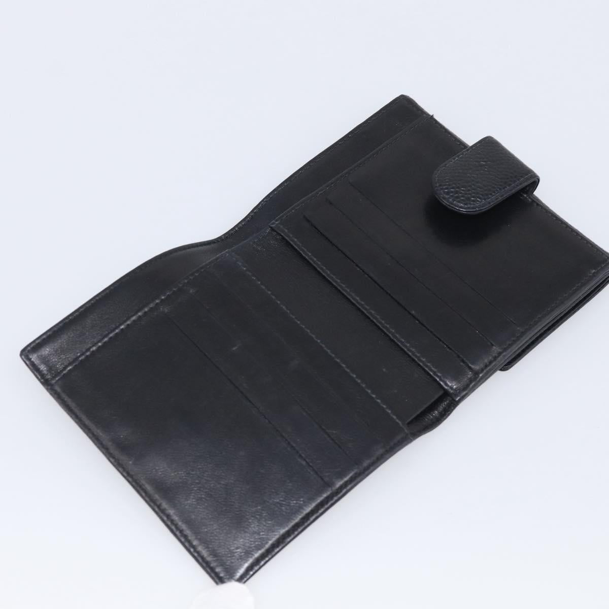 CHANEL Bifold Wallet Caviar Skin Black Gold CC Auth SK286