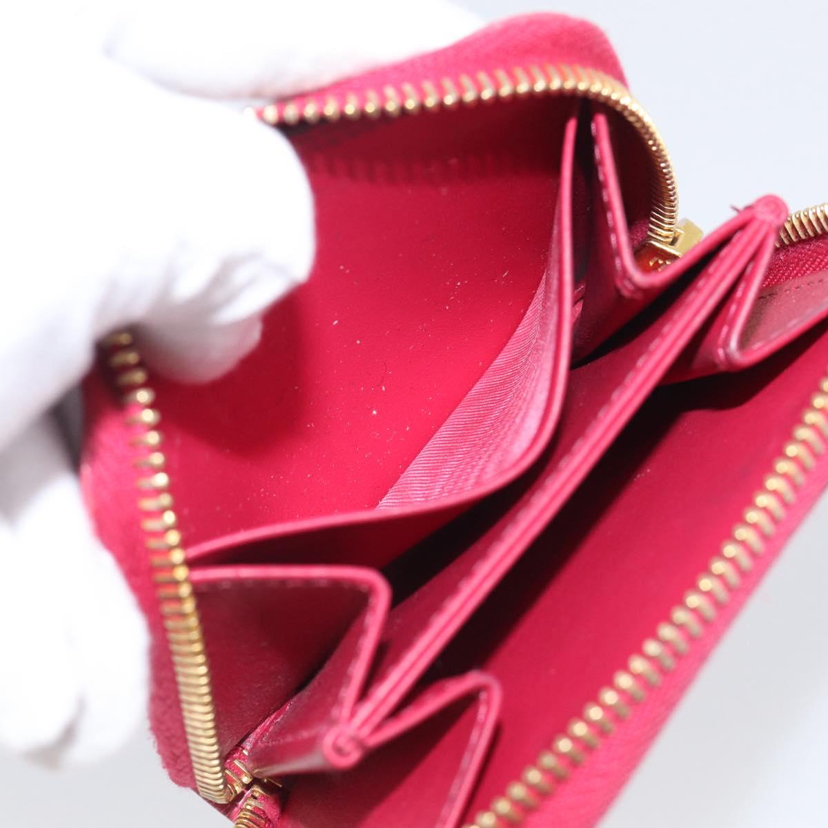 PRADA Coin Purse Leather Pink Gold Auth SK289