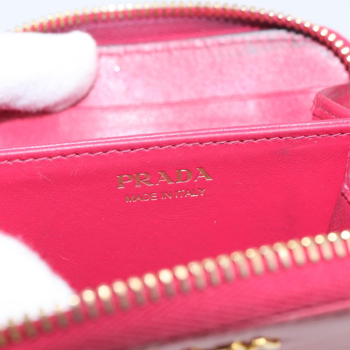 PRADA Coin Purse Leather Pink Gold Auth SK289