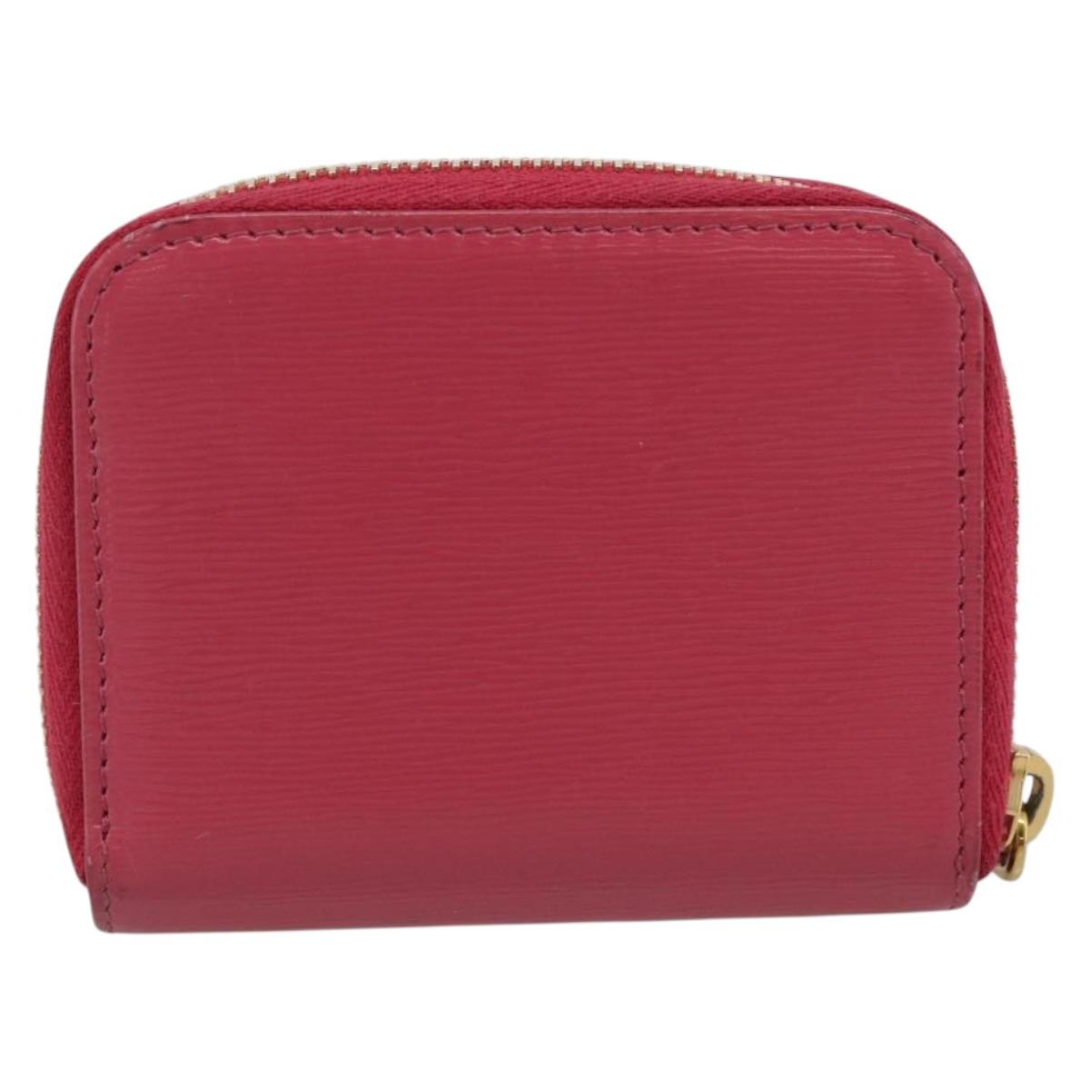 PRADA Coin Purse Leather Pink Gold Auth SK289