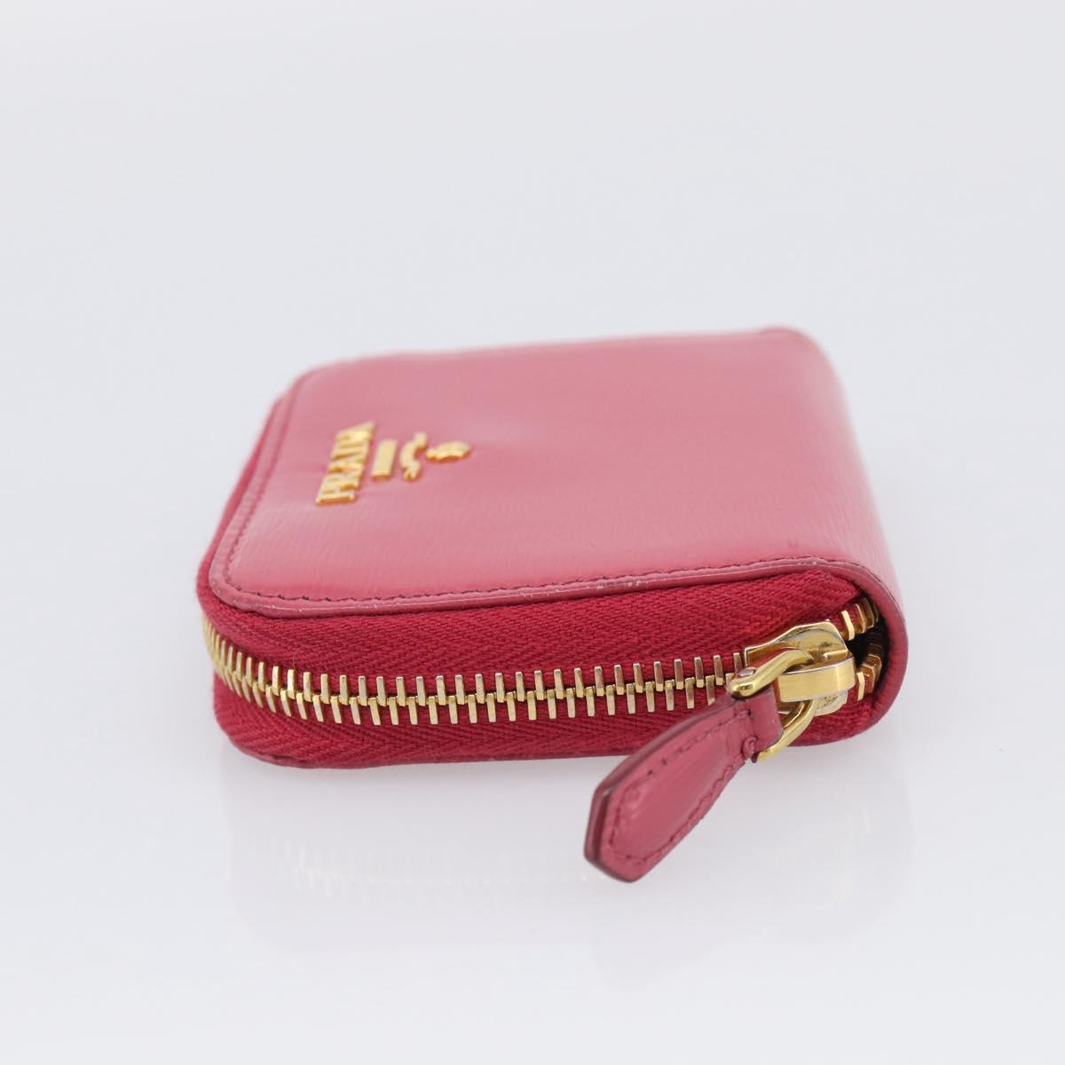 PRADA Coin Purse Leather Pink Gold Auth SK289