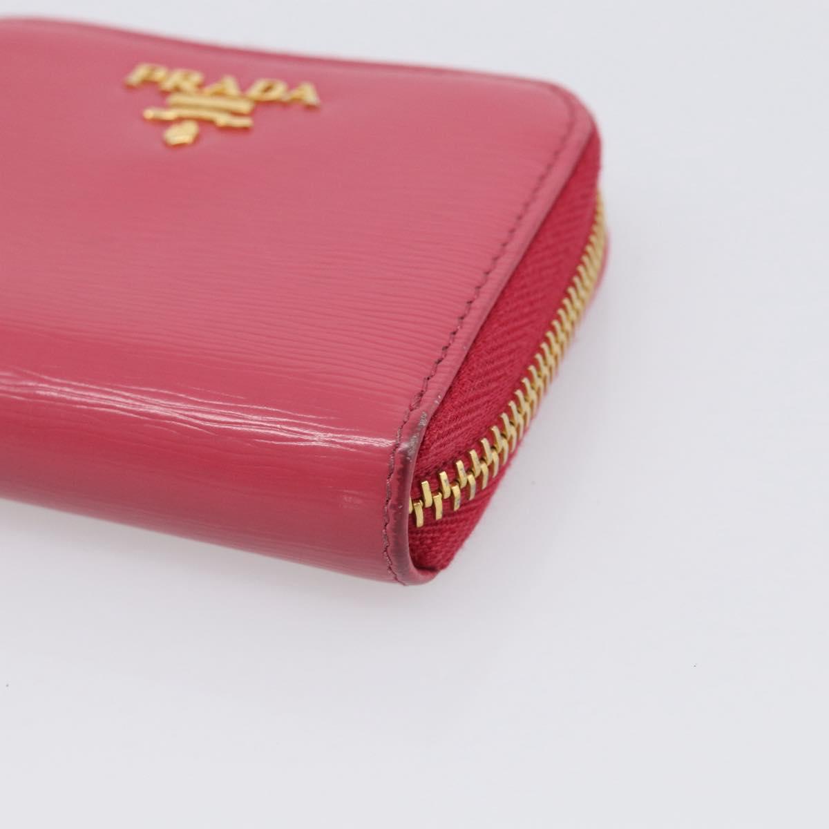 PRADA Coin Purse Leather Pink Gold Auth SK289