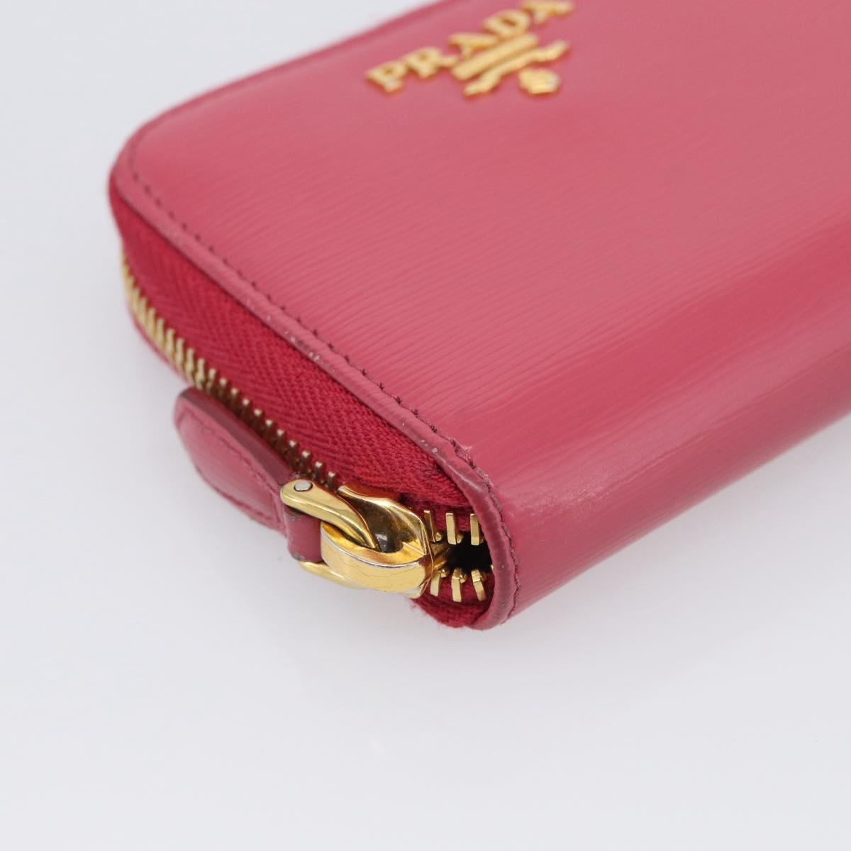 PRADA Coin Purse Leather Pink Gold Auth SK289