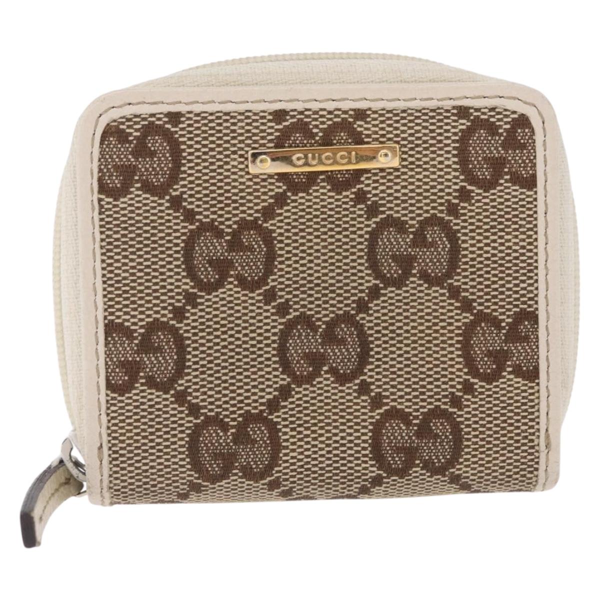 GUCCI GG Canvas Coin Purse Beige Gold 115255 Auth SK296