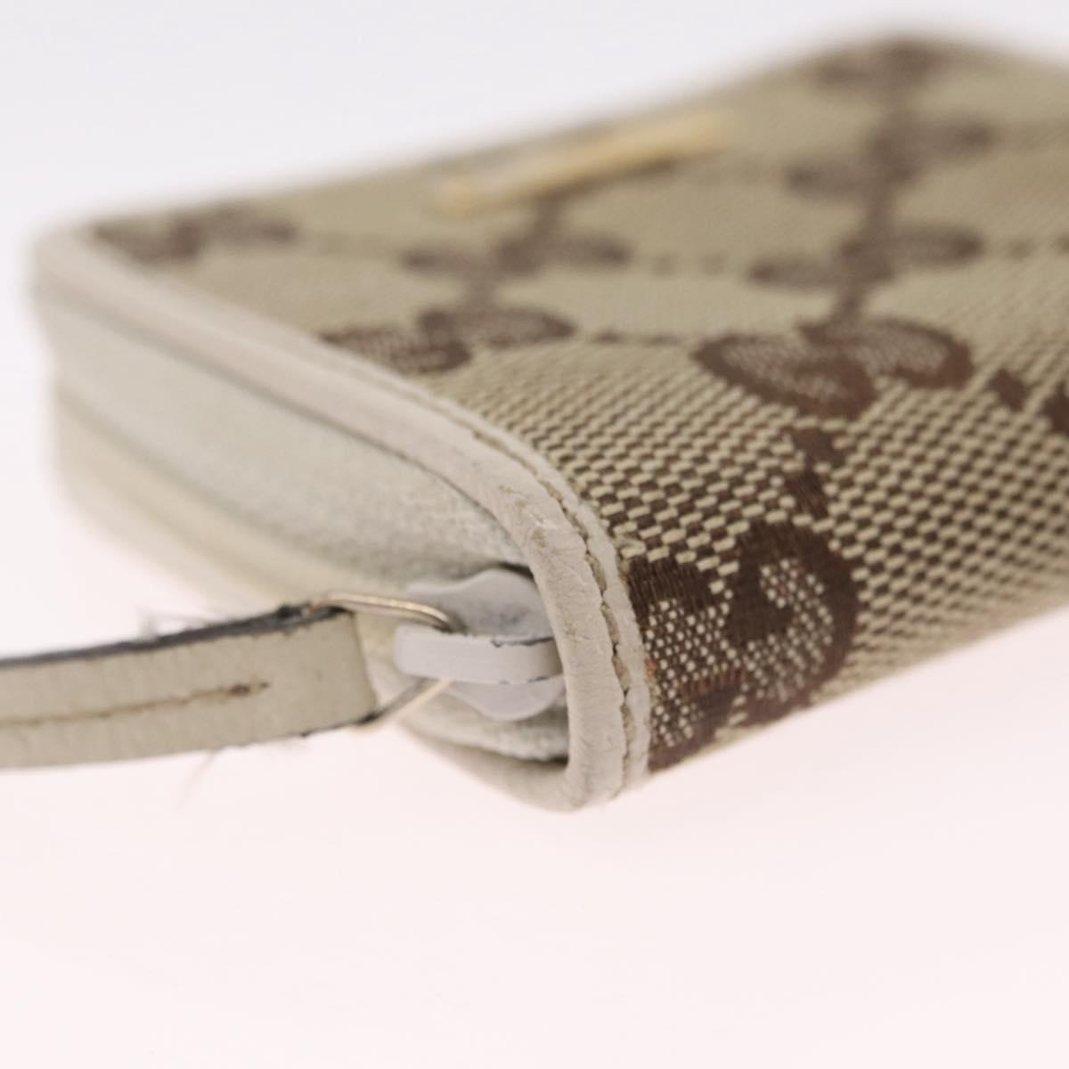 GUCCI GG Canvas Coin Purse Beige Gold 115255 Auth SK296