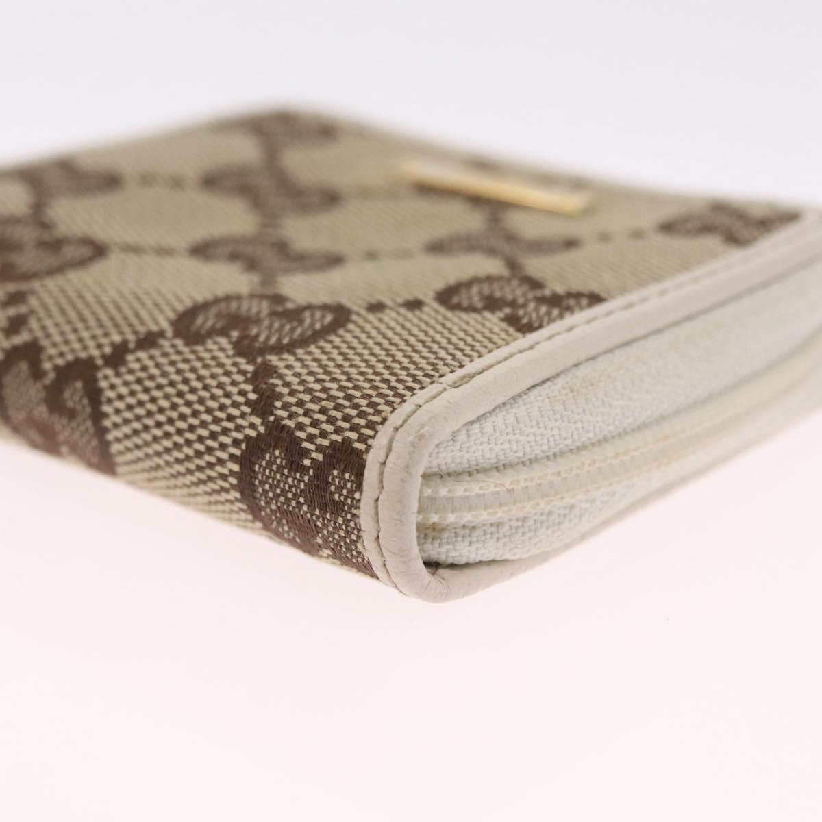 GUCCI GG Canvas Coin Purse Beige Gold 115255 Auth SK296