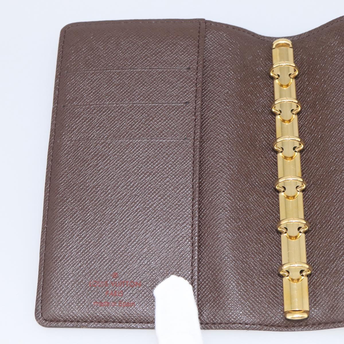LOUIS VUITTON Damier Ebene Agenda PM Day Planner Cover R20029 LV Auth SK310A