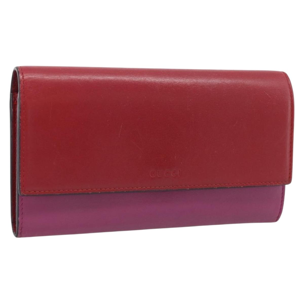 GUCCI Long Wallet Leather Red Gold 410100 Auth SK316