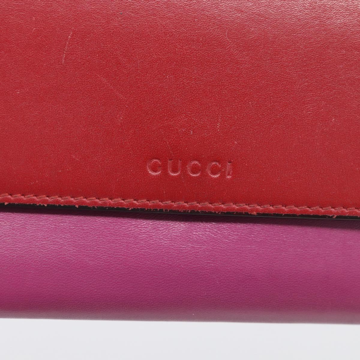 GUCCI Long Wallet Leather Red Gold 410100 Auth SK316