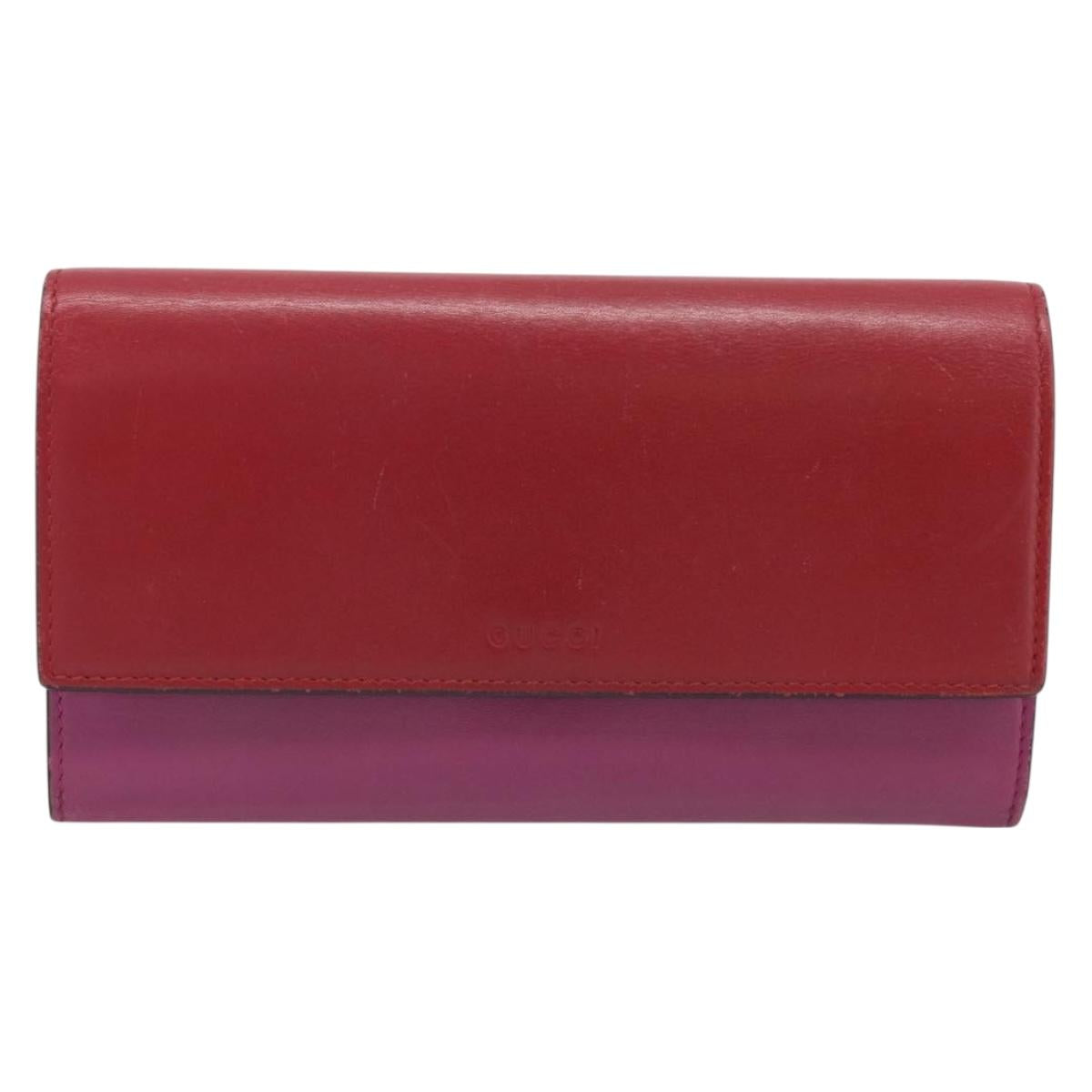 GUCCI Long Wallet Leather Red Gold 410100 Auth SK316