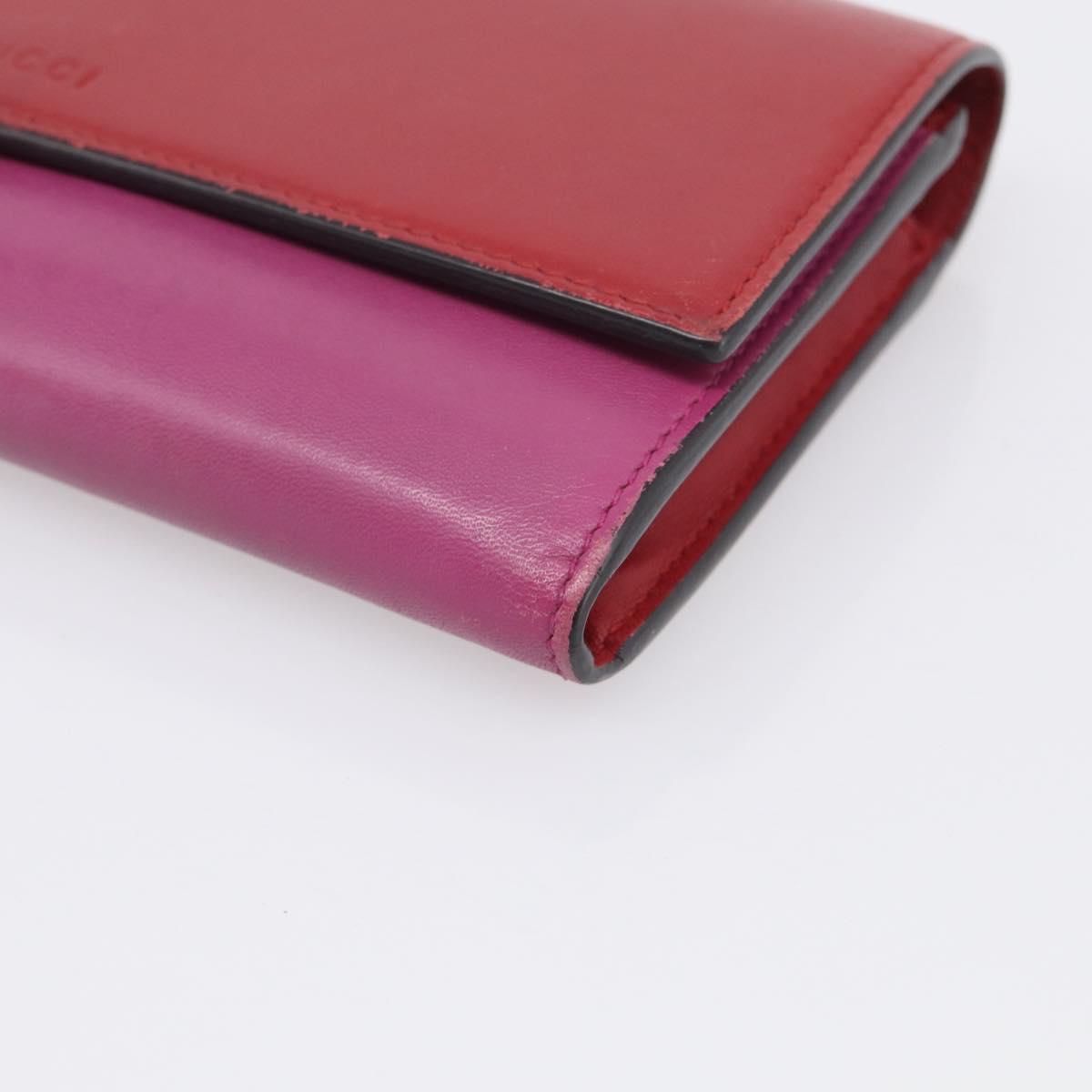 GUCCI Long Wallet Leather Red Gold 410100 Auth SK316
