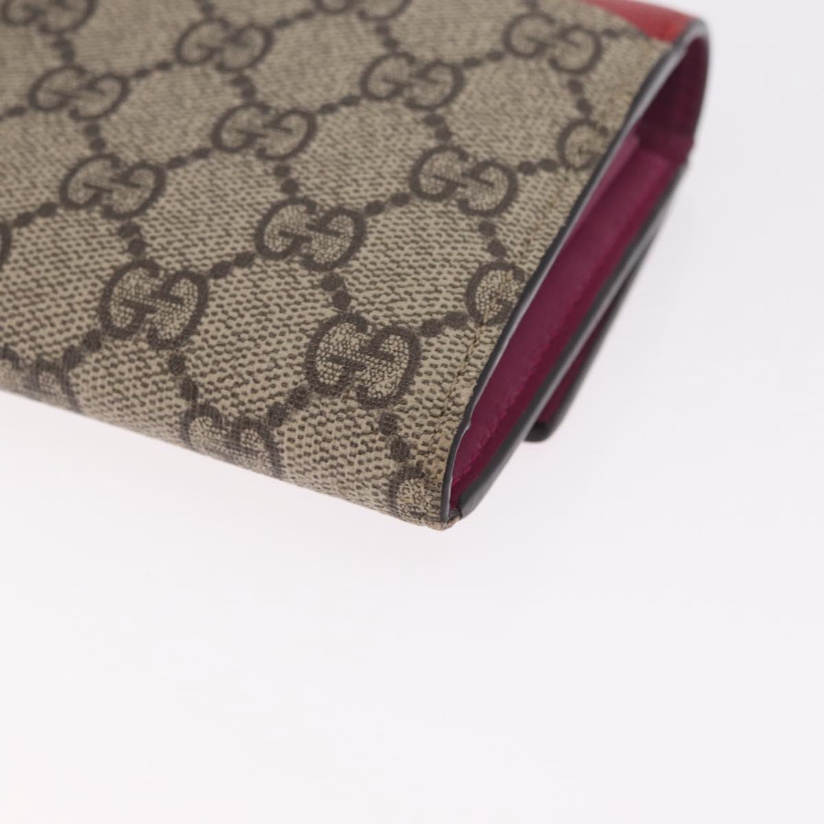 GUCCI GG Supreme Long Wallet PVC Beige Gold Auth SK323