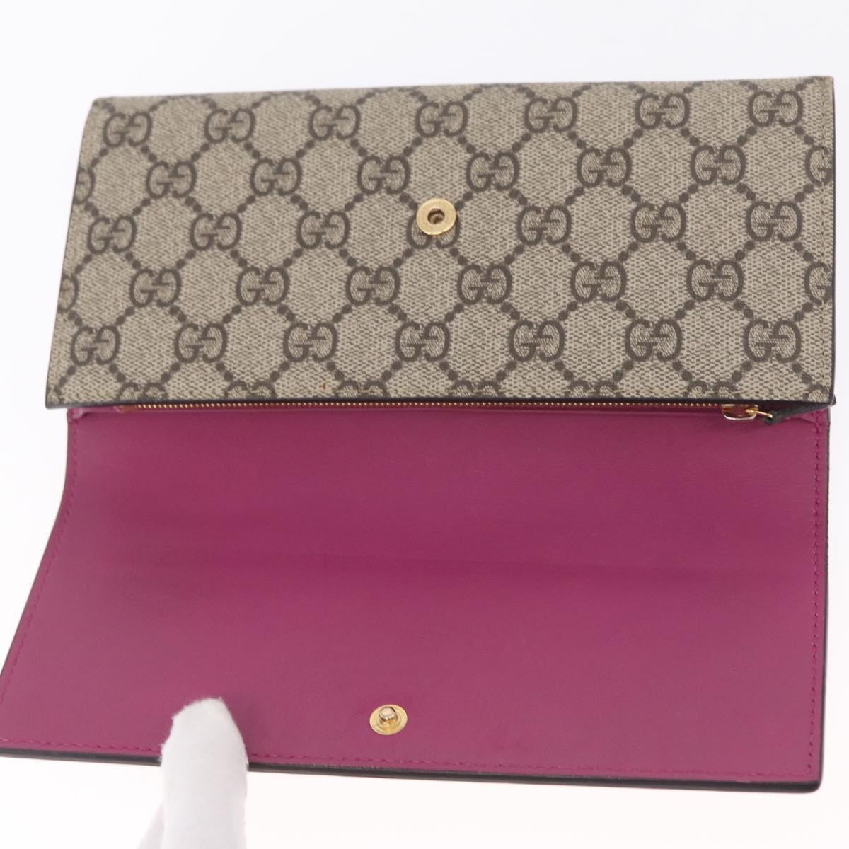 GUCCI GG Supreme Long Wallet PVC Beige Gold Auth SK323
