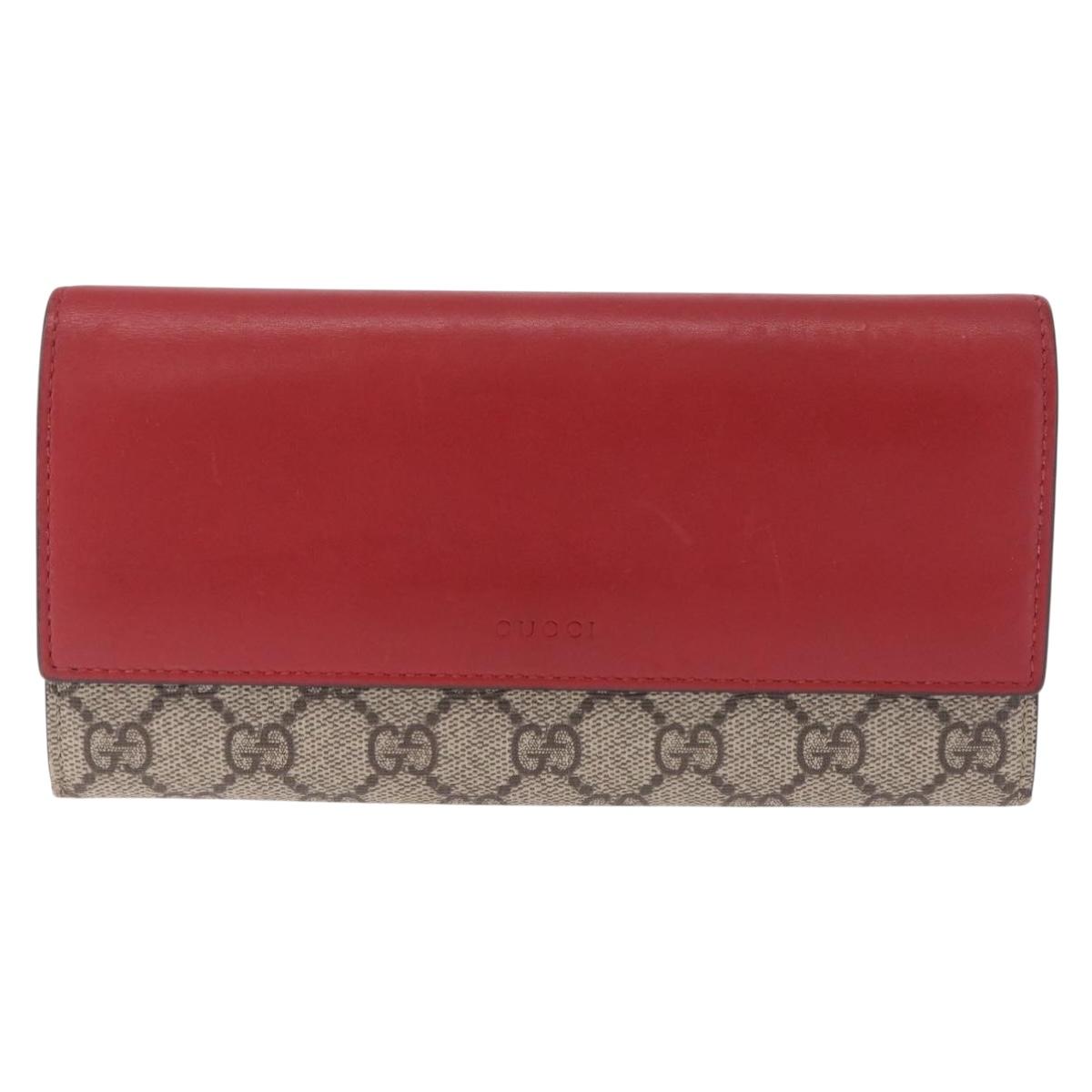 GUCCI GG Supreme Long Wallet PVC Beige Gold Auth SK323