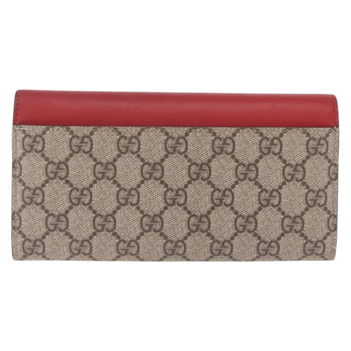 GUCCI GG Supreme Long Wallet PVC Beige Gold Auth SK323