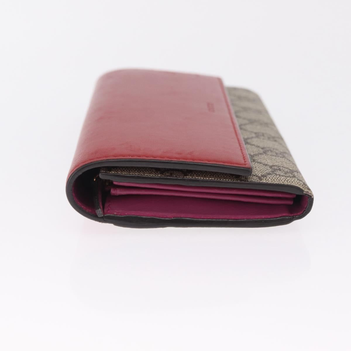 GUCCI GG Supreme Long Wallet PVC Beige Gold Auth SK323
