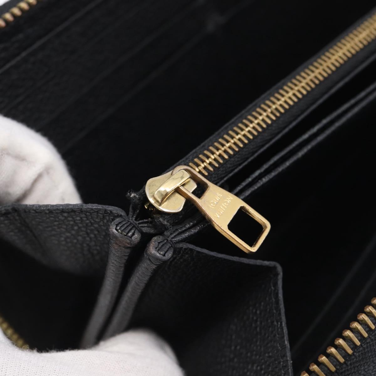 LOUIS VUITTON Monogram Empreinte Zippy Long Wallet Black M61864 LV Auth SK326