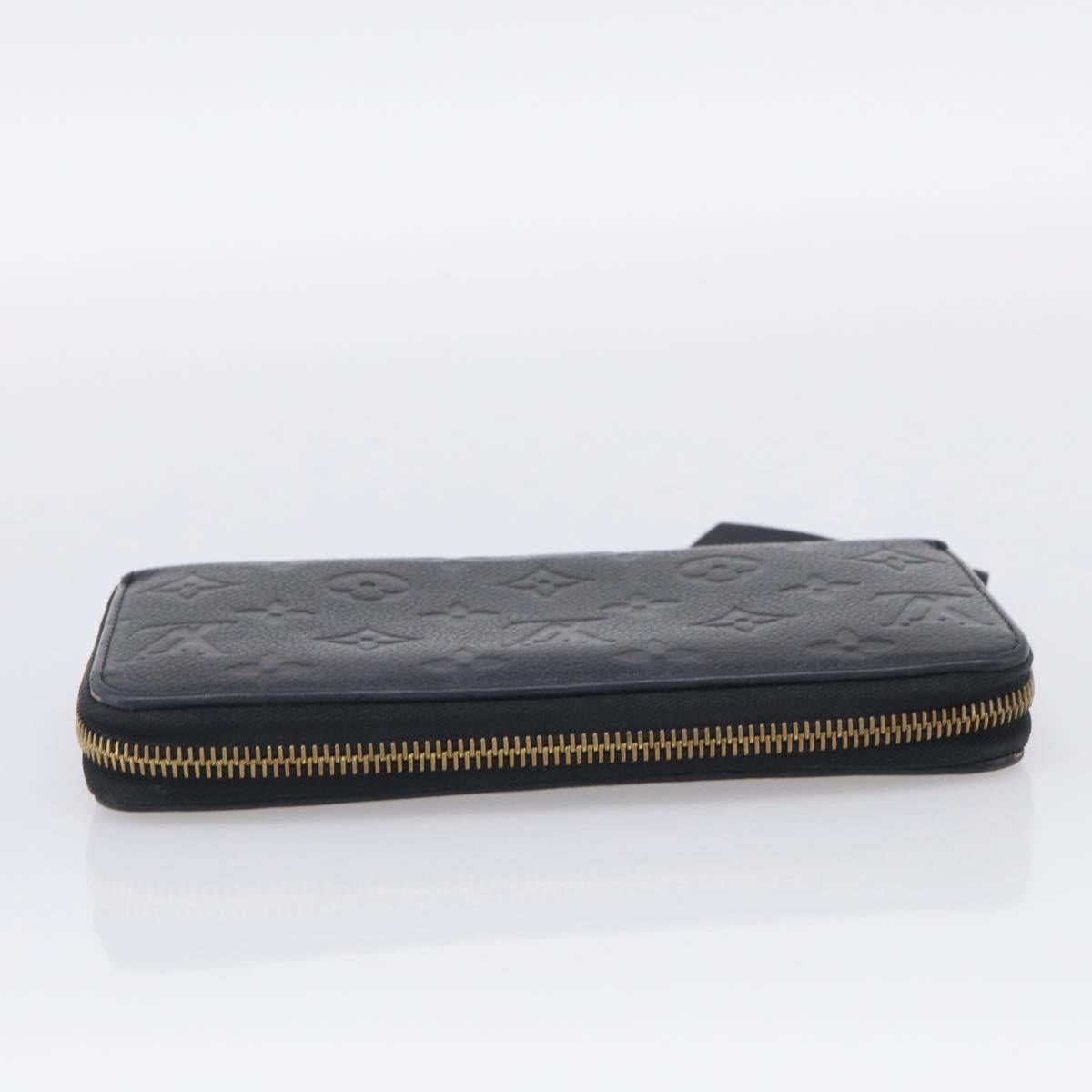 LOUIS VUITTON Monogram Empreinte Zippy Long Wallet Black M61864 LV Auth SK326