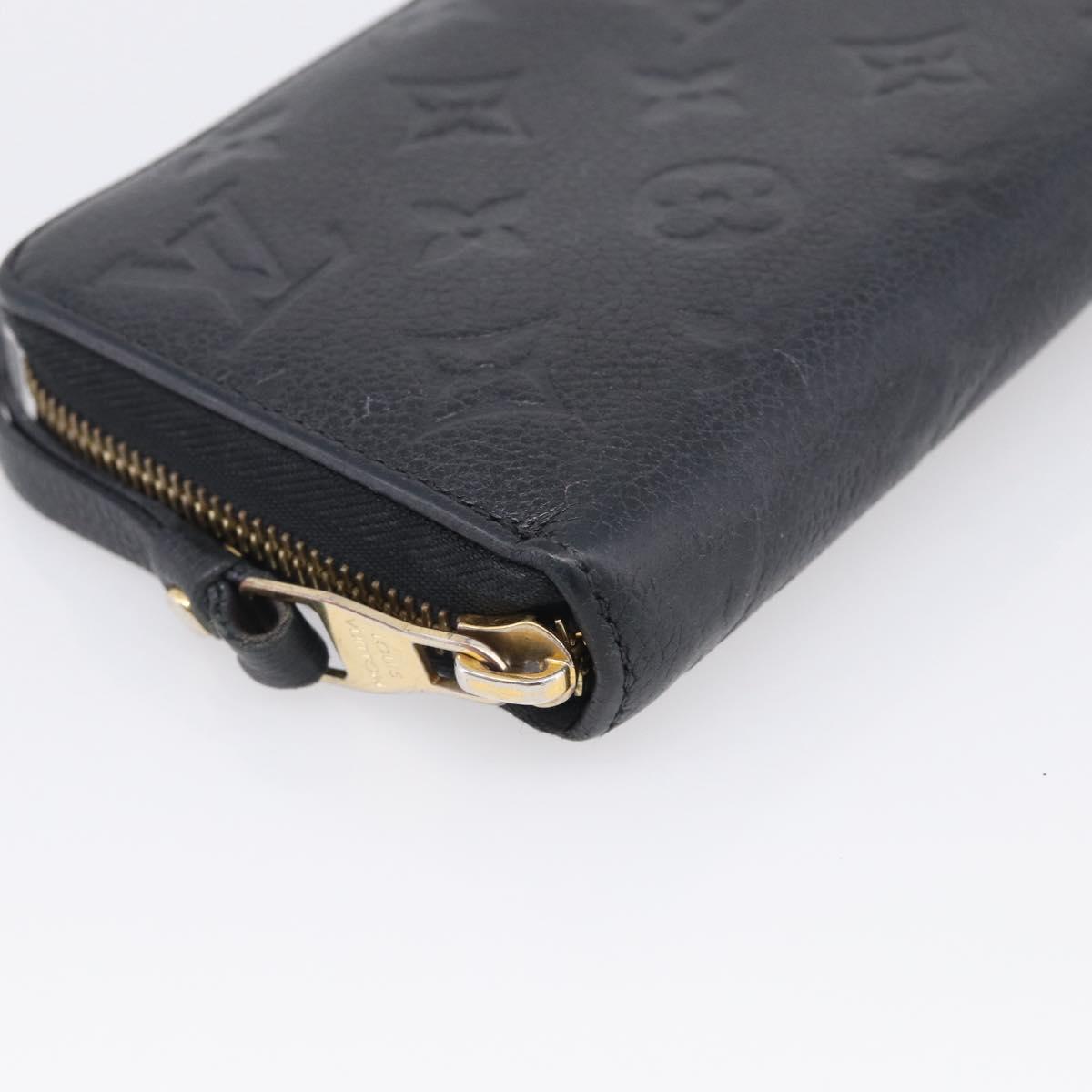 LOUIS VUITTON Monogram Empreinte Zippy Long Wallet Black M61864 LV Auth SK326