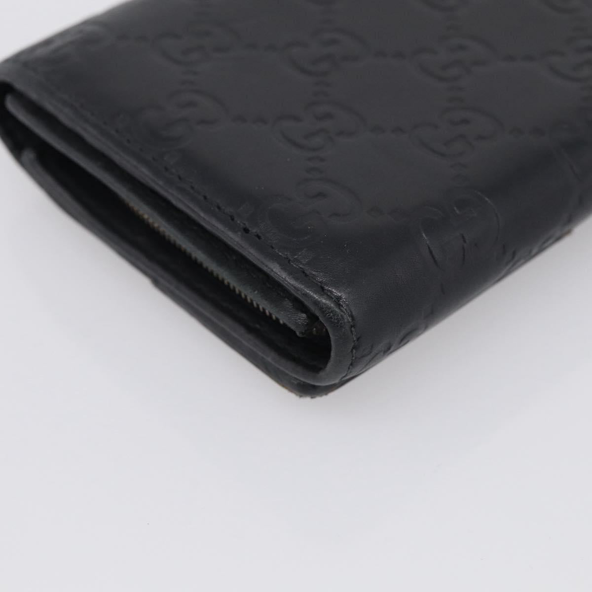 GUCCI GG Canvas Guccissima Long Wallet Leather Black Gold 204836 Auth SK327