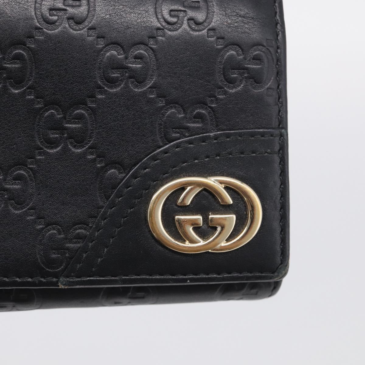 GUCCI GG Canvas Guccissima Long Wallet Leather Black Gold 204836 Auth SK327