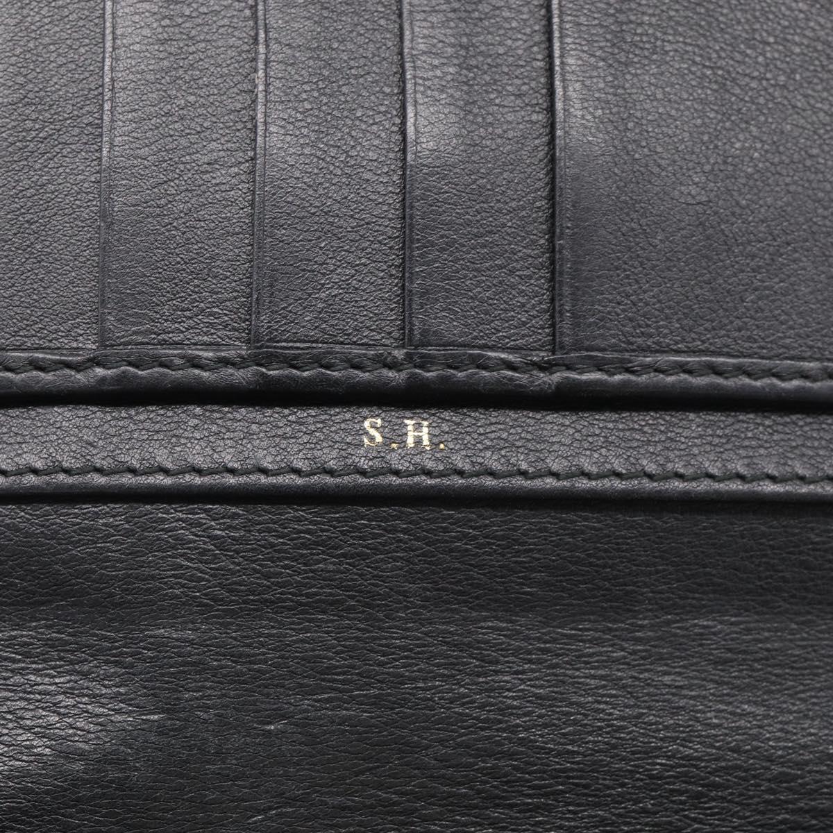 GUCCI GG Canvas Guccissima Long Wallet Leather Black Gold 204836 Auth SK327
