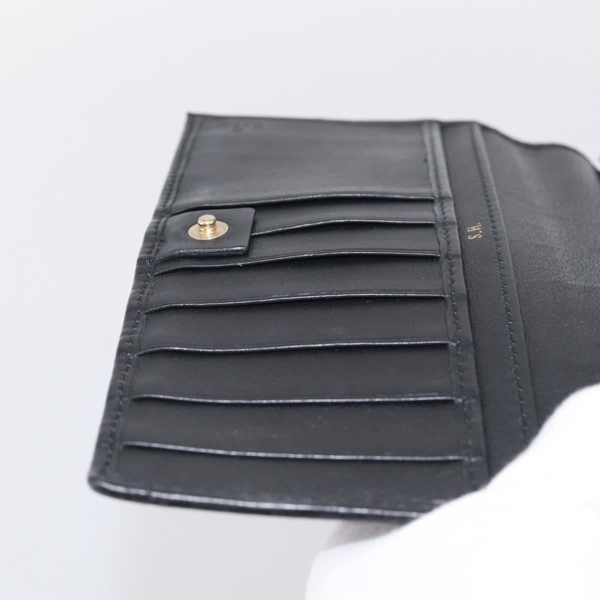 GUCCI GG Canvas Guccissima Long Wallet Leather Black Gold 204836 Auth SK327