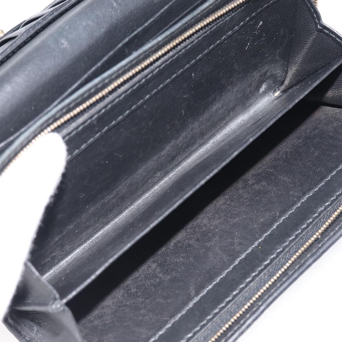 GUCCI GG Canvas Guccissima Long Wallet Leather Black Gold 204836 Auth SK327