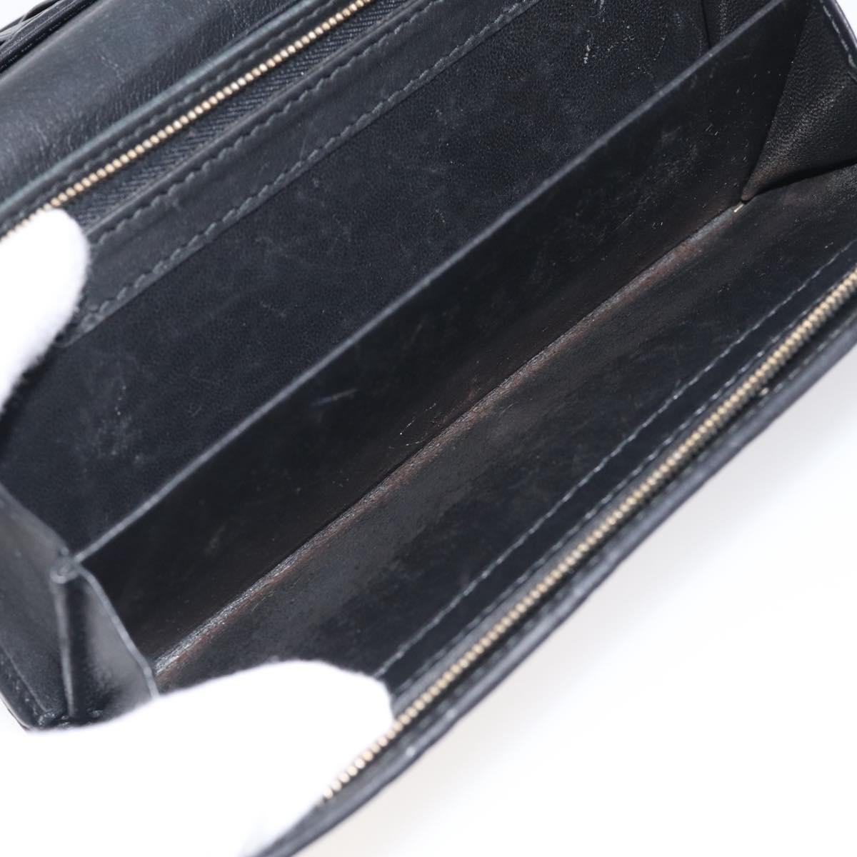 GUCCI GG Canvas Guccissima Long Wallet Leather Black Gold 204836 Auth SK327