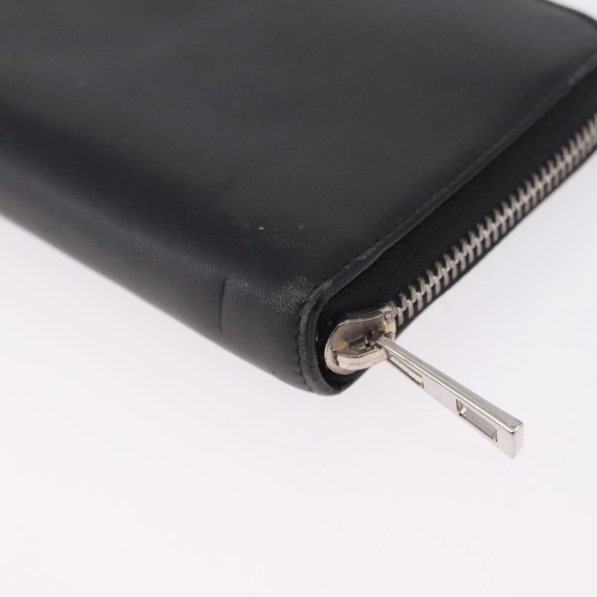 LOEWE Anagram Long Wallet Leather Black Silver Auth SK331