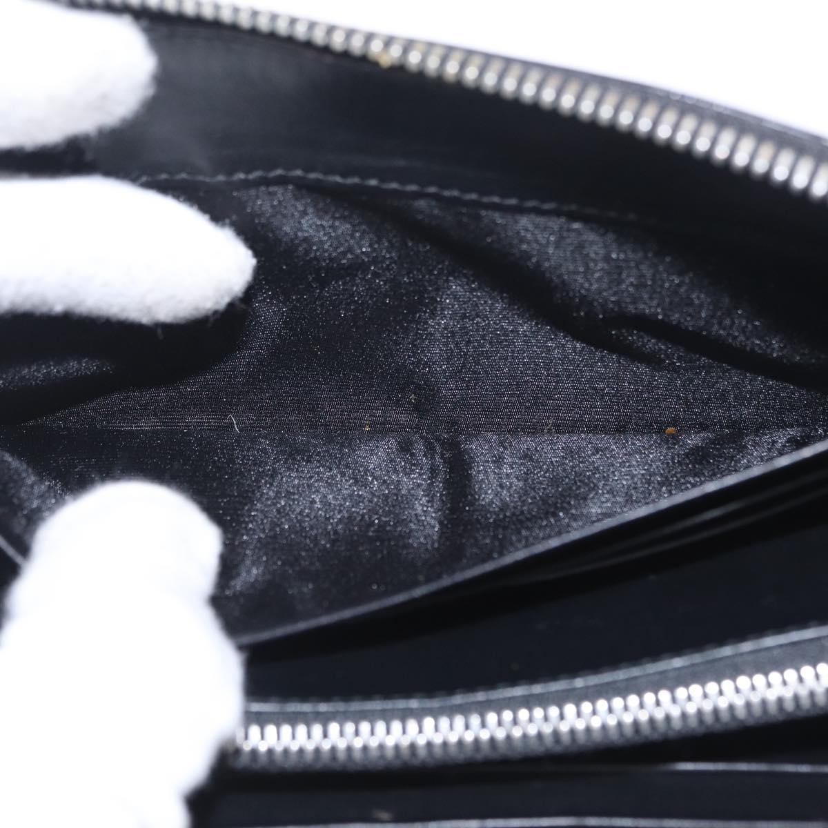 LOEWE Anagram Long Wallet Leather Black Silver Auth SK331