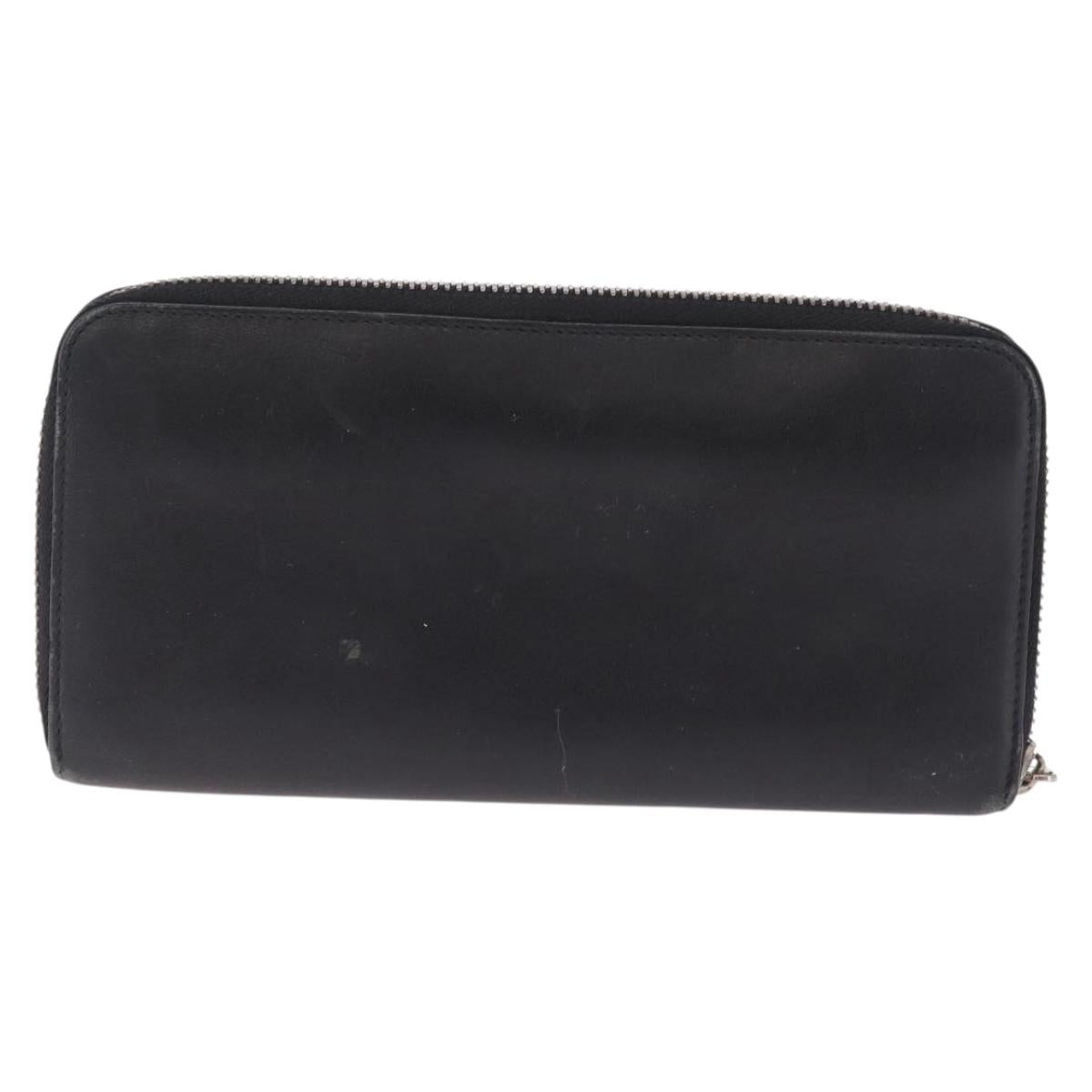 LOEWE Anagram Long Wallet Leather Black Silver Auth SK331