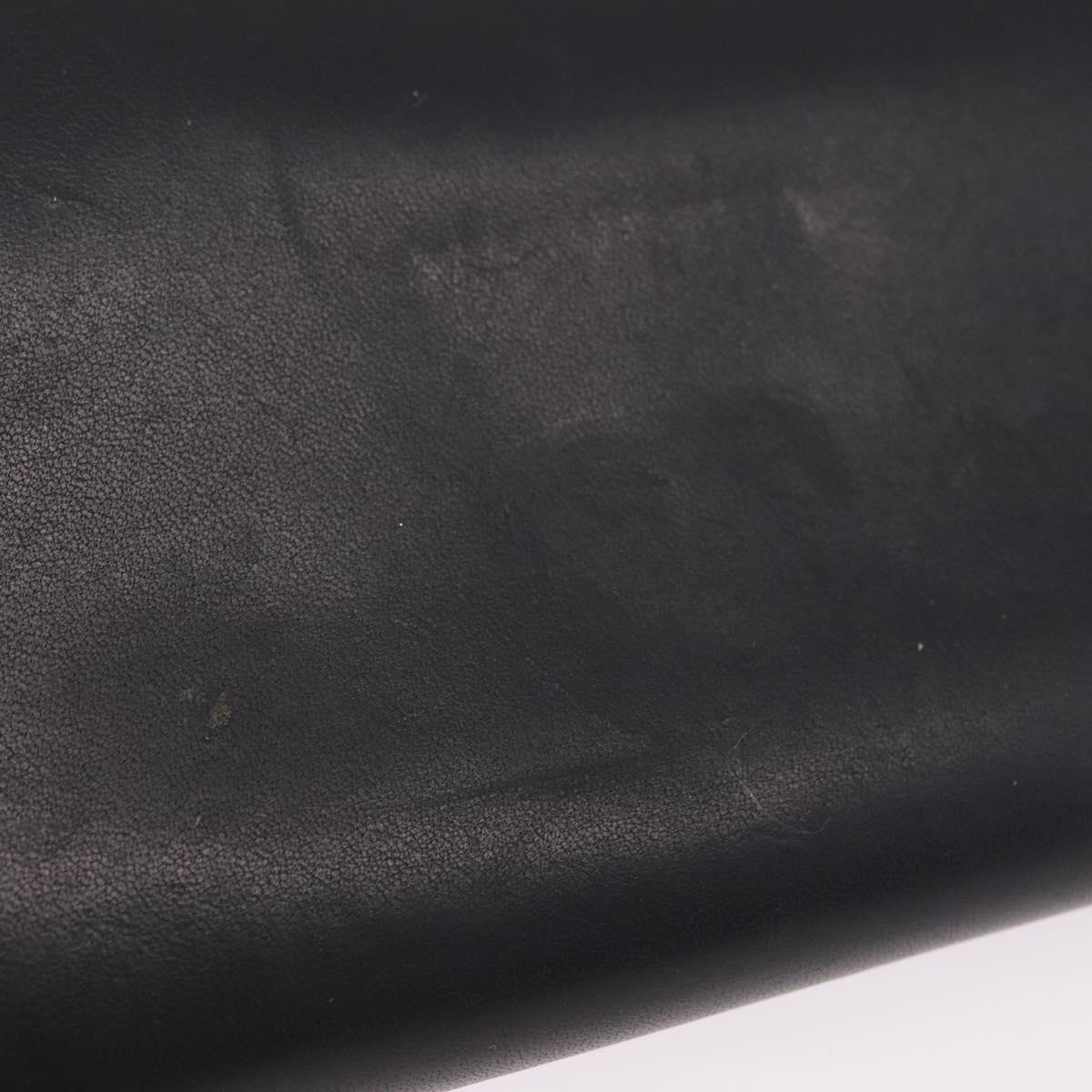 LOEWE Anagram Long Wallet Leather Black Silver Auth SK331