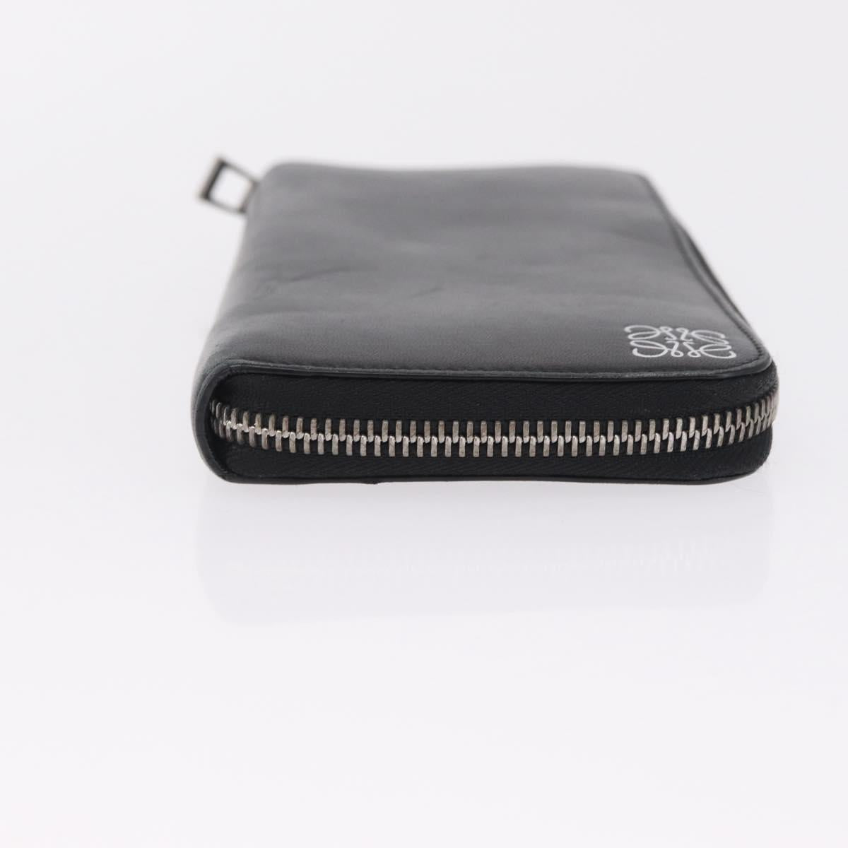 LOEWE Anagram Long Wallet Leather Black Silver Auth SK331