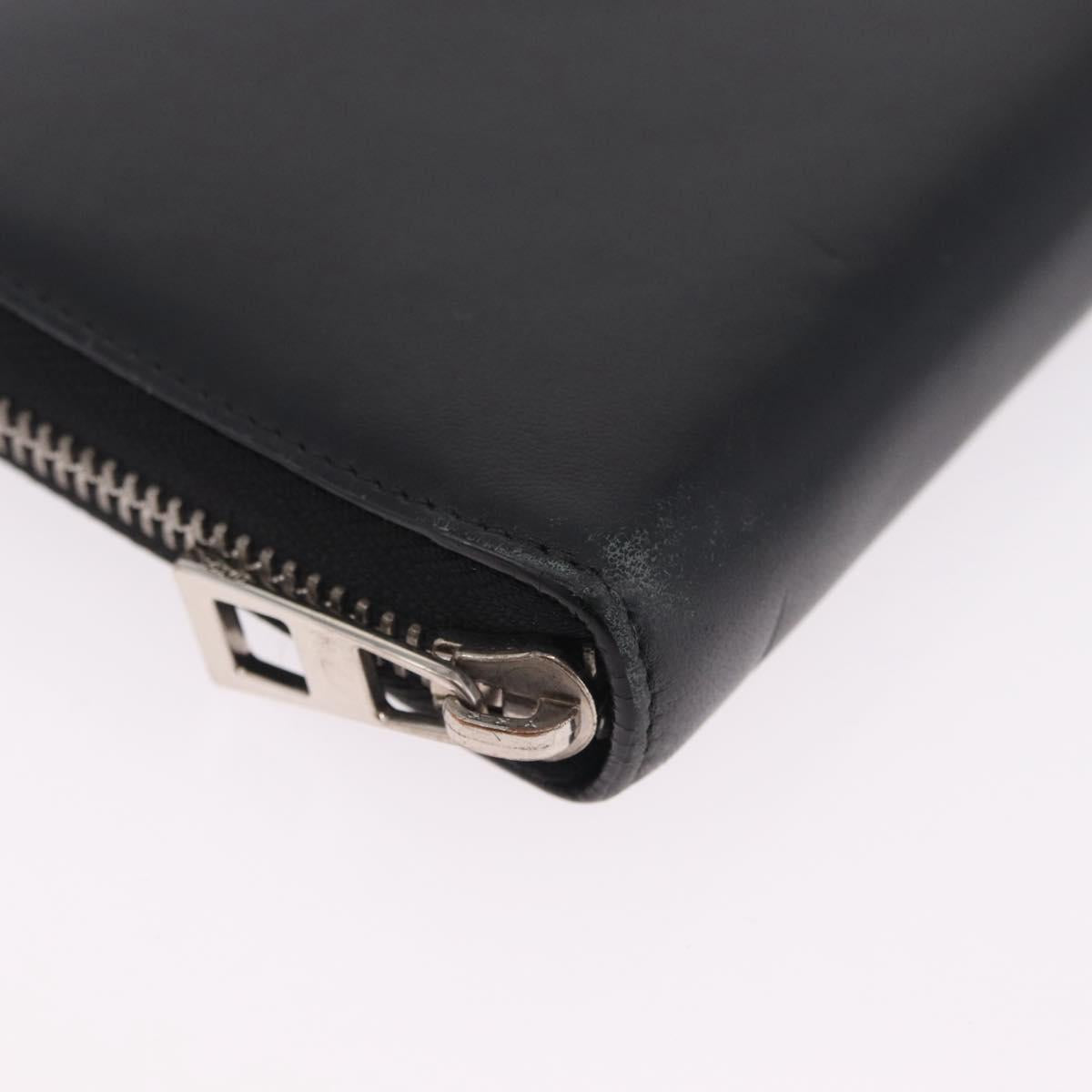 LOEWE Anagram Long Wallet Leather Black Silver Auth SK331