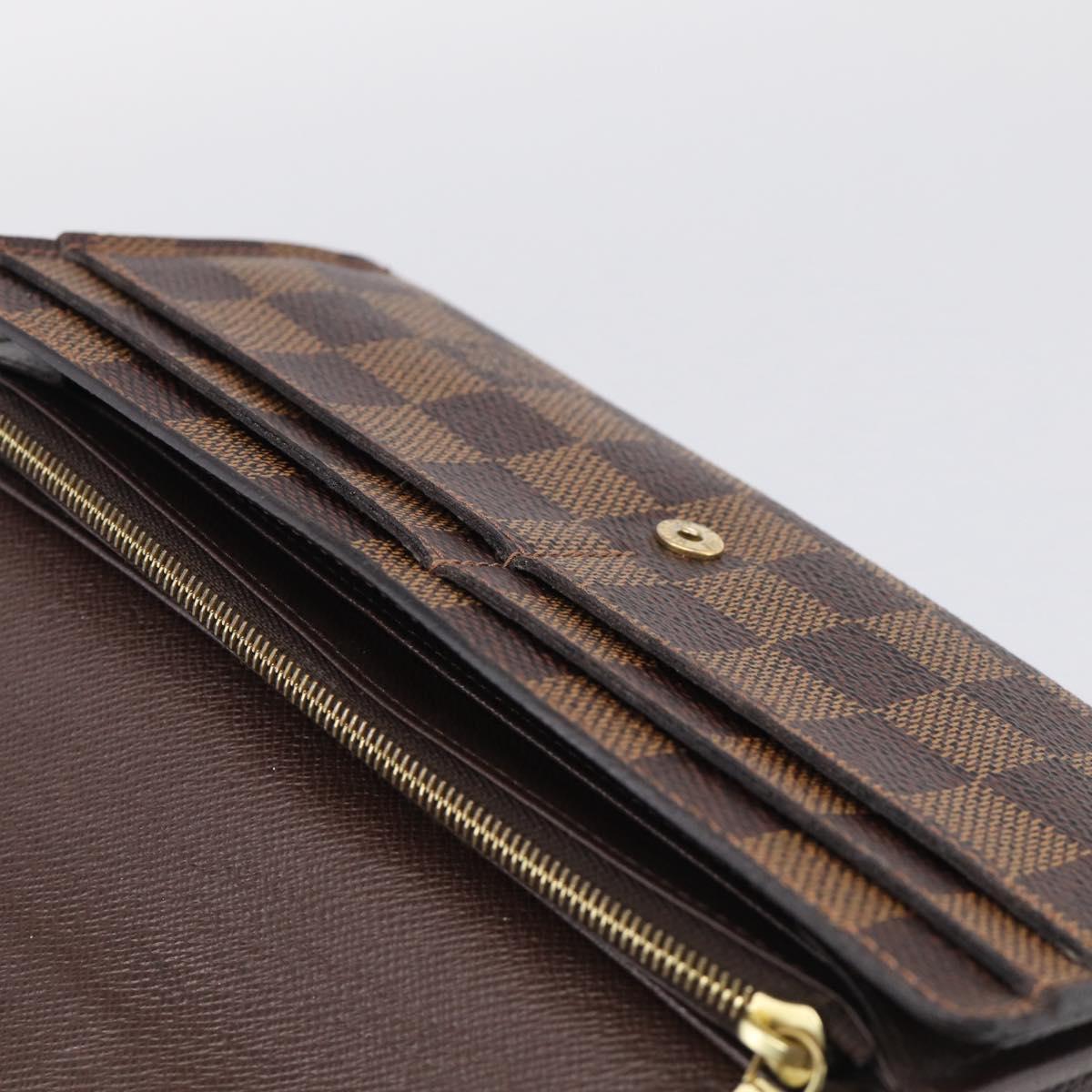 LOUIS VUITTON Damier Ebene Portefeuille Sarah Long Wallet N60114 LV Auth SK332A