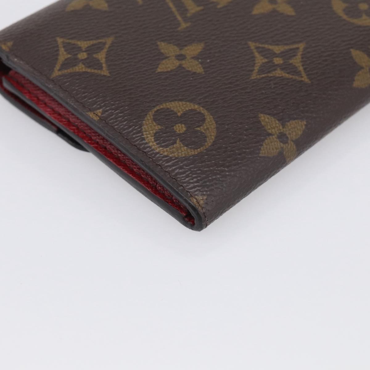 LOUIS VUITTON Monogram Portefeuille Emilie Long Wallet Red M60136 LV Auth SK336A