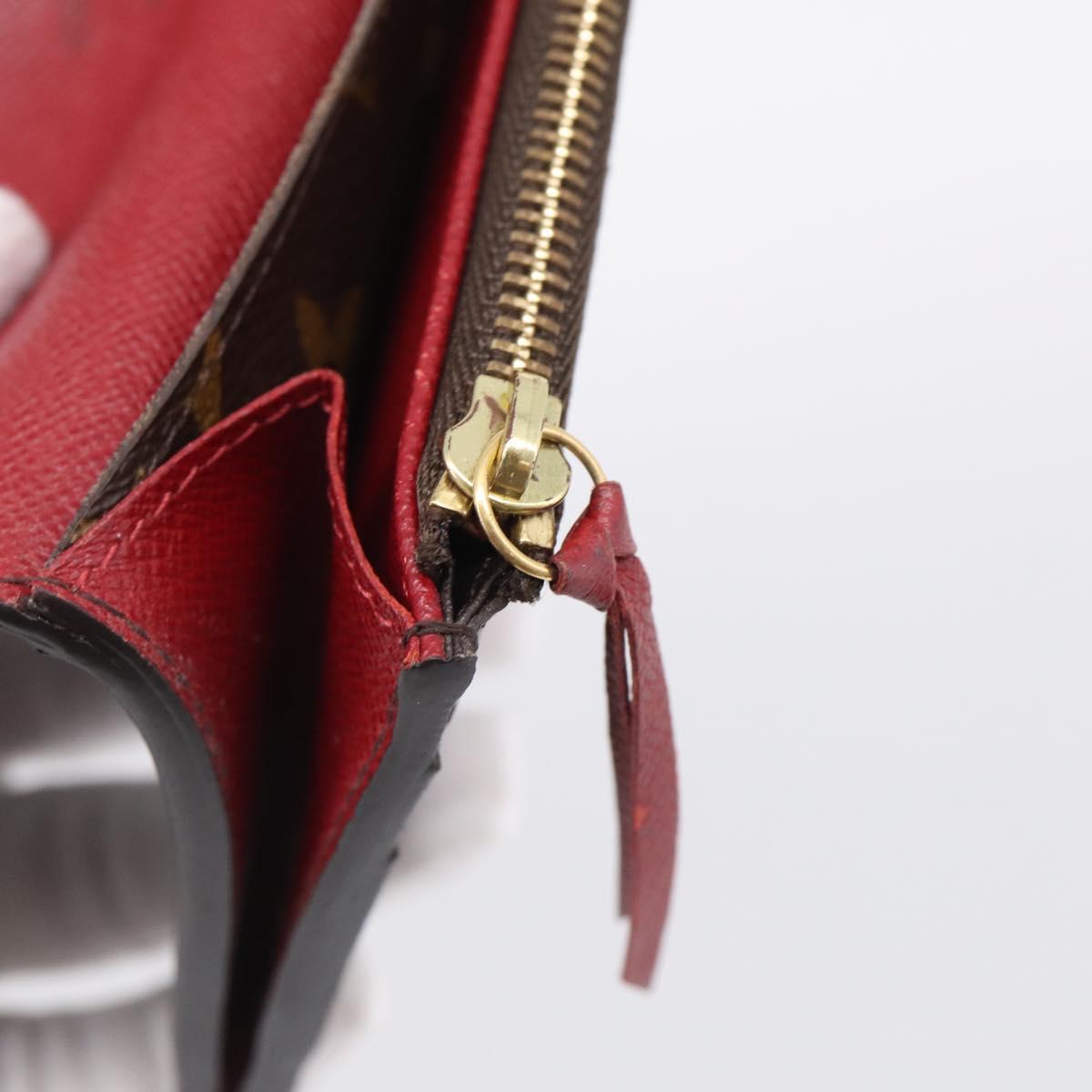 LOUIS VUITTON Monogram Portefeuille Emilie Long Wallet Red M60136 LV Auth SK336A