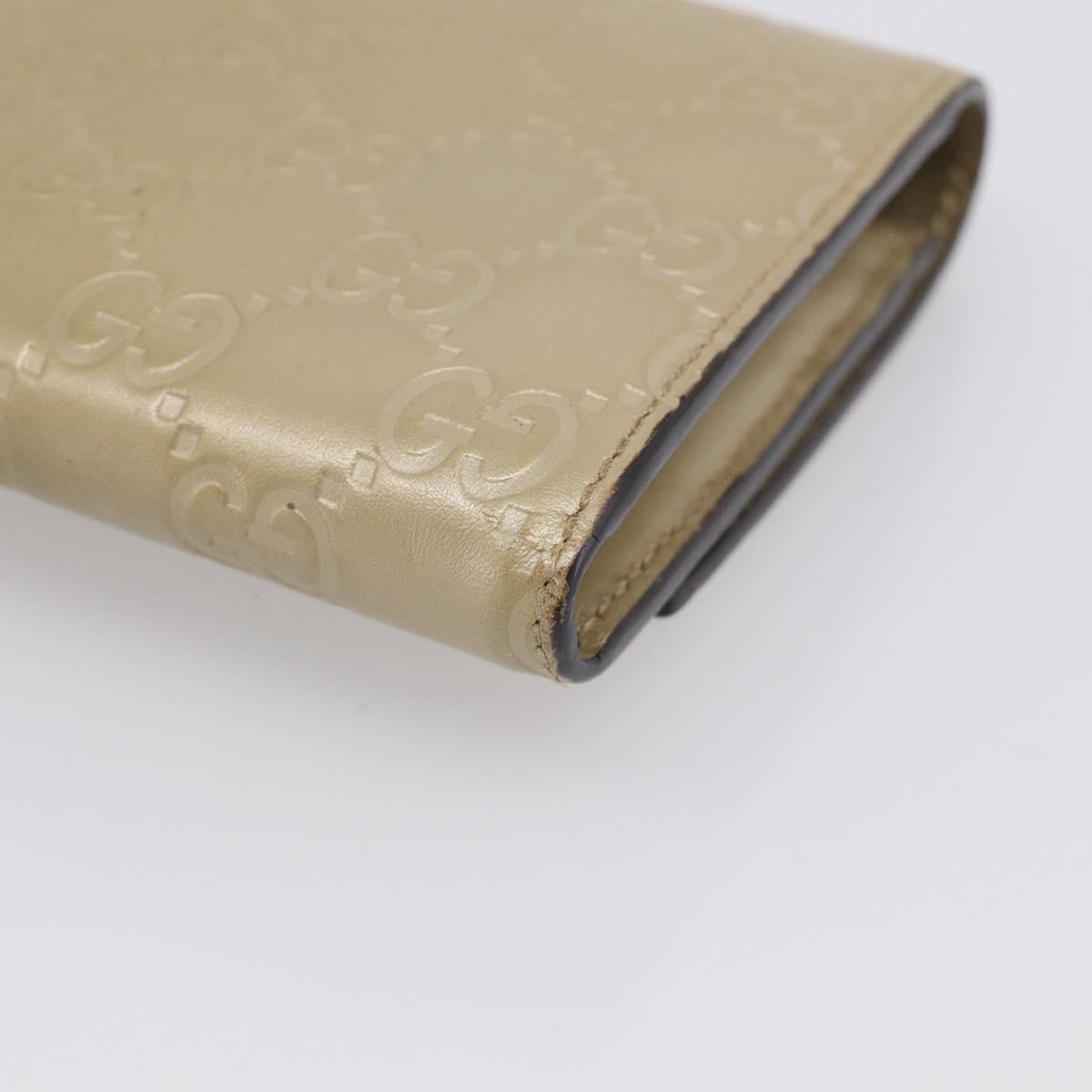GUCCI GG Canvas Guccissima Long Wallet Leather Champagne Gold 388679 Auth SK339