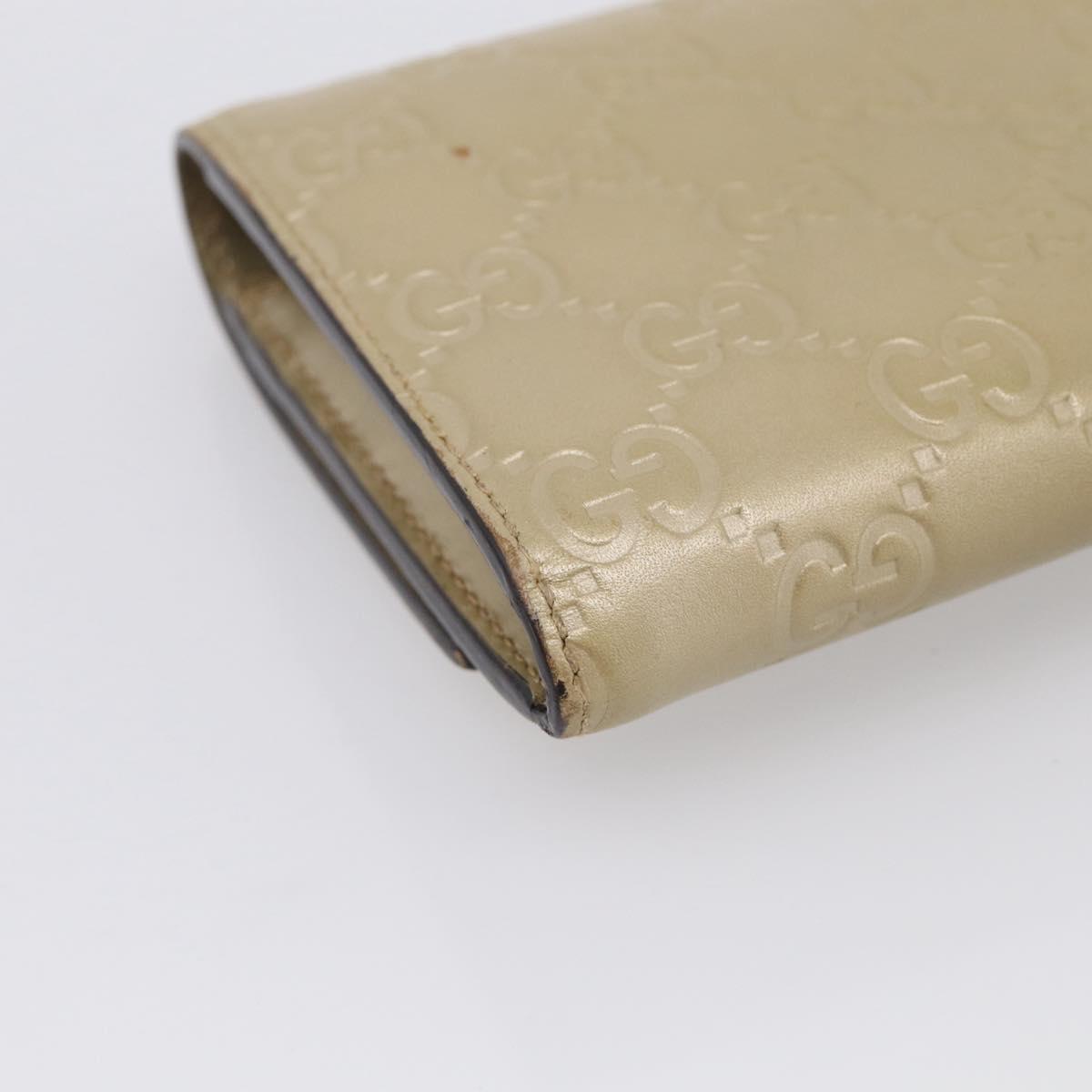 GUCCI GG Canvas Guccissima Long Wallet Leather Champagne Gold 388679 Auth SK339