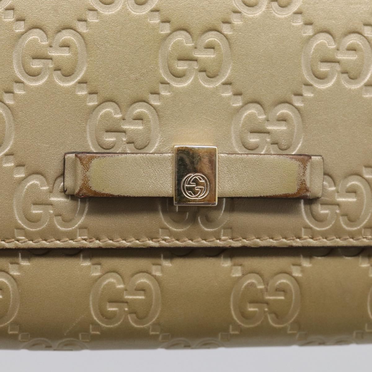 GUCCI GG Canvas Guccissima Long Wallet Leather Champagne Gold 388679 Auth SK339