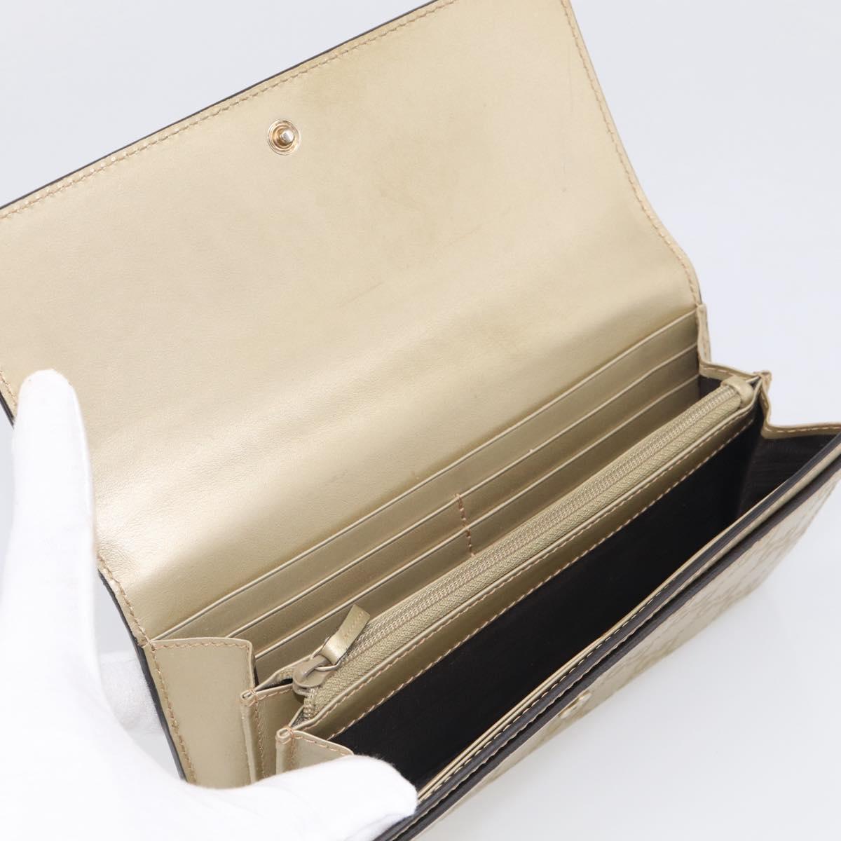 GUCCI GG Canvas Guccissima Long Wallet Leather Champagne Gold 388679 Auth SK339