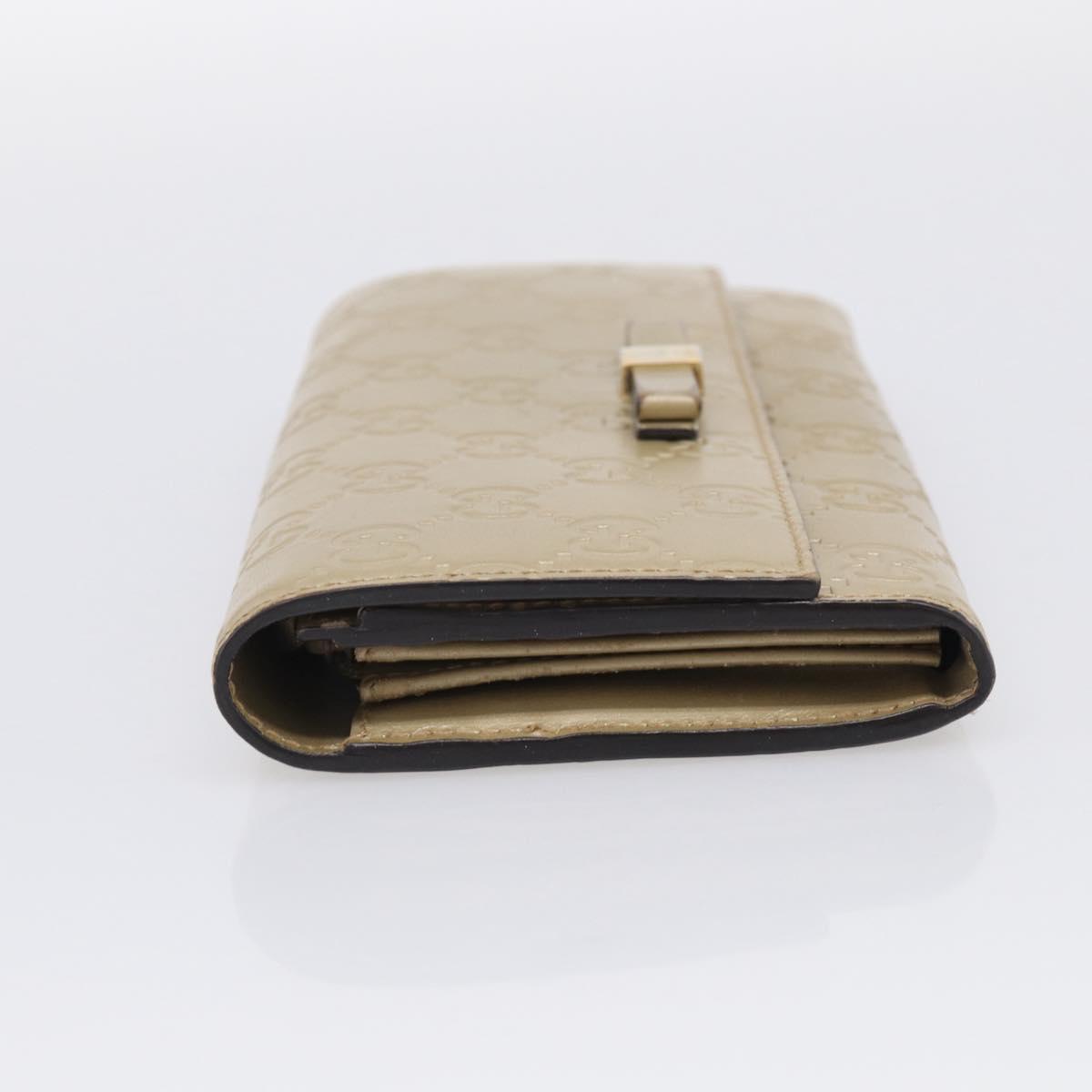 GUCCI GG Canvas Guccissima Long Wallet Leather Champagne Gold 388679 Auth SK339