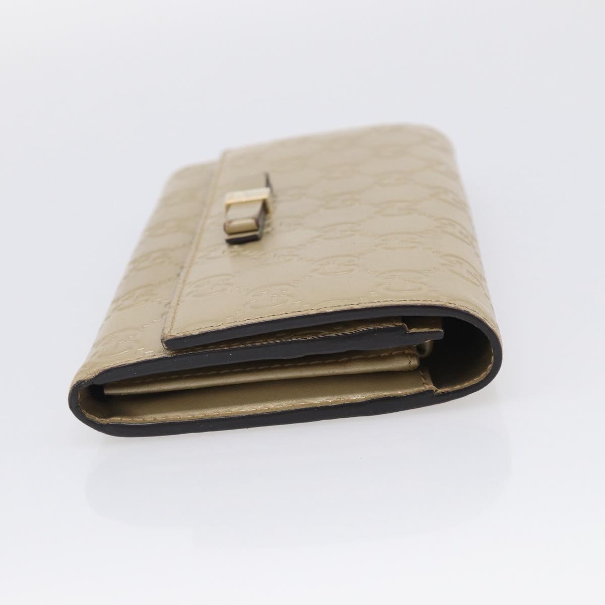 GUCCI GG Canvas Guccissima Long Wallet Leather Champagne Gold 388679 Auth SK339